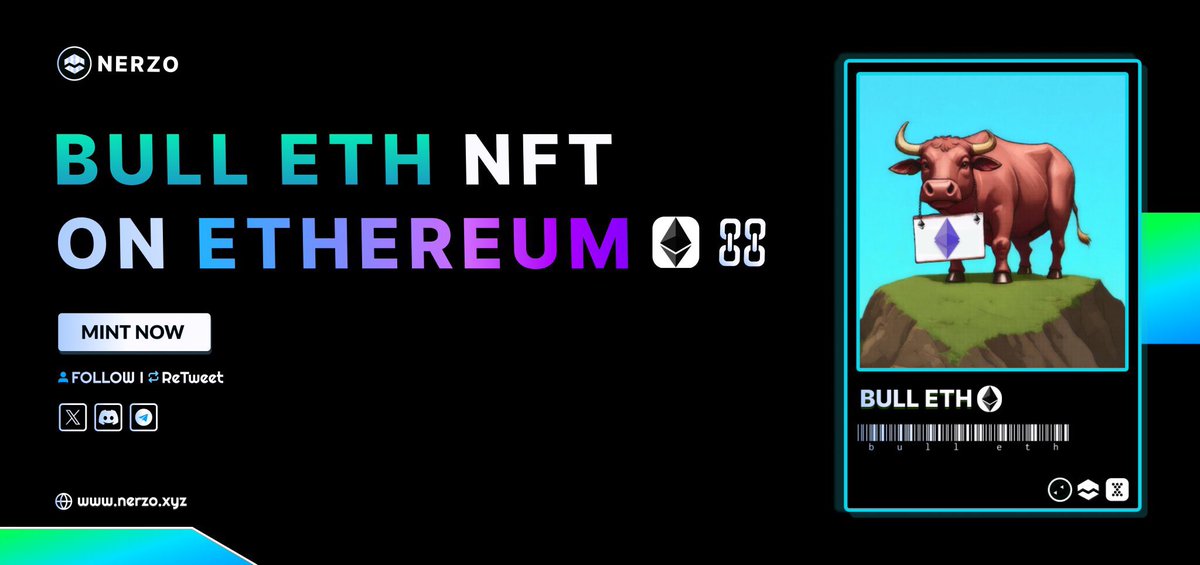 DrazeLab's tweet photo. @Bybit_Official 🐂 BULL ETH NFT 🐂 ON ETHEREUM  ✨
+1000 Points!

⛓️Free Mint : https://t.co/hPF3BSqYyx

RT 🔁 &amp; Comment 💬Ethereum is Good ❤️

#Nerzo #Ethereum #ethisgood https://t.co/CIrd86u0S4