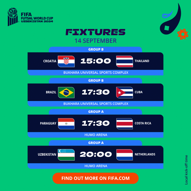 FIFAWorldCup's tweet photo. 🇺🇿👀 It's matchday in Uzbekistan!

Don't miss any of the #FutsalWC action. ⤵️