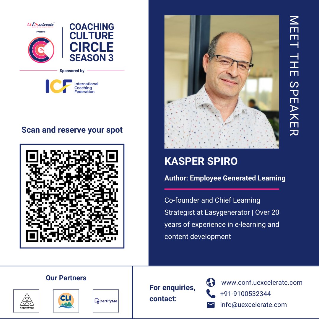 We are thrilled to announce that @KasperSpiro, Co-founder &amp; Chief Learning Strategist at <a href="/easygenerator/">Easygenerator</a>, will be speaking at the upcoming Coaching Culture Circle Conference on September 18th and 19th, 2024.

Register here: lnkd.in/dXVNauBc