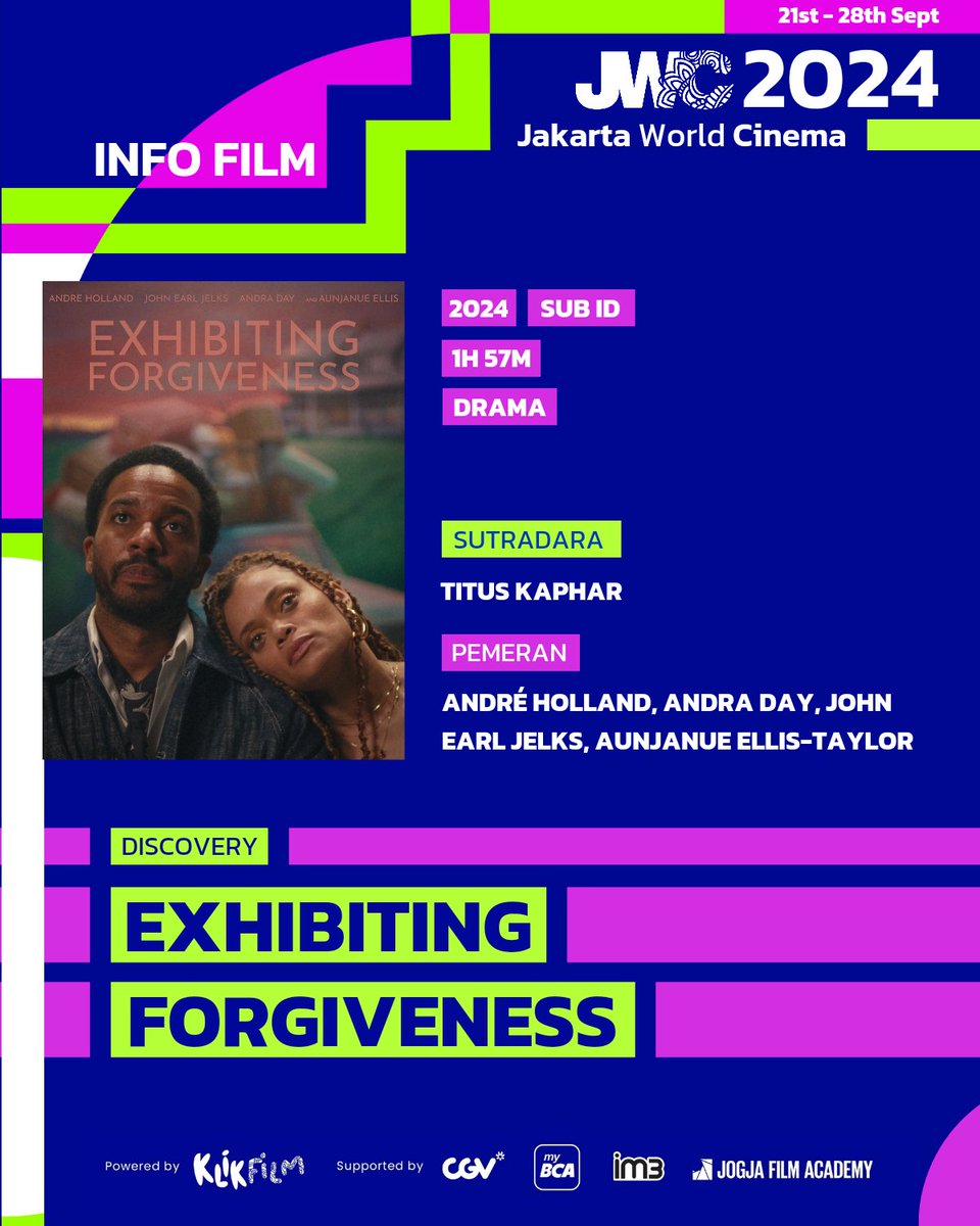 jktworldcinema's tweet photo. Exhibiting Forgiveness karya Titus Kaphar adalah kisah menyentuh tentang pengampunan melalui magisnya kekuatan restoratif seni. Dibintangi oleh André Holland, Andra Day, John Earl Jelks, dan Aunjanue Ellis-Taylor.
#JakartaWorldCinema #JWC2024 #KlikFilm #JWC #CGV #GetReadyForJWC https://t.co/BeDGBBawkd
