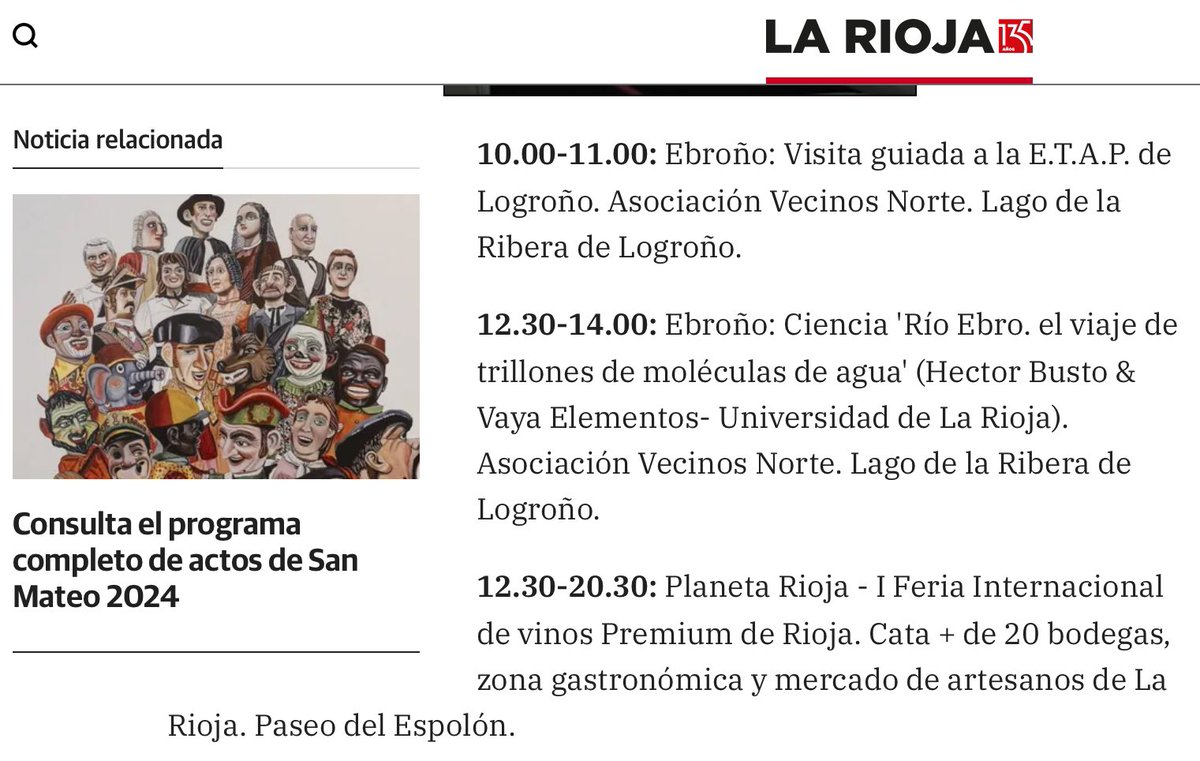 Nunca hubiera imaginado ver mi nombre en el programa de fiestas de San Mateo con un acto hablando de ciencia… Ahí estoy, en los actos previos, hablando de la química de agua gracias a #Ebroño! Y con los <a href="/vaya_elementos/">Vaya Elementos</a>!