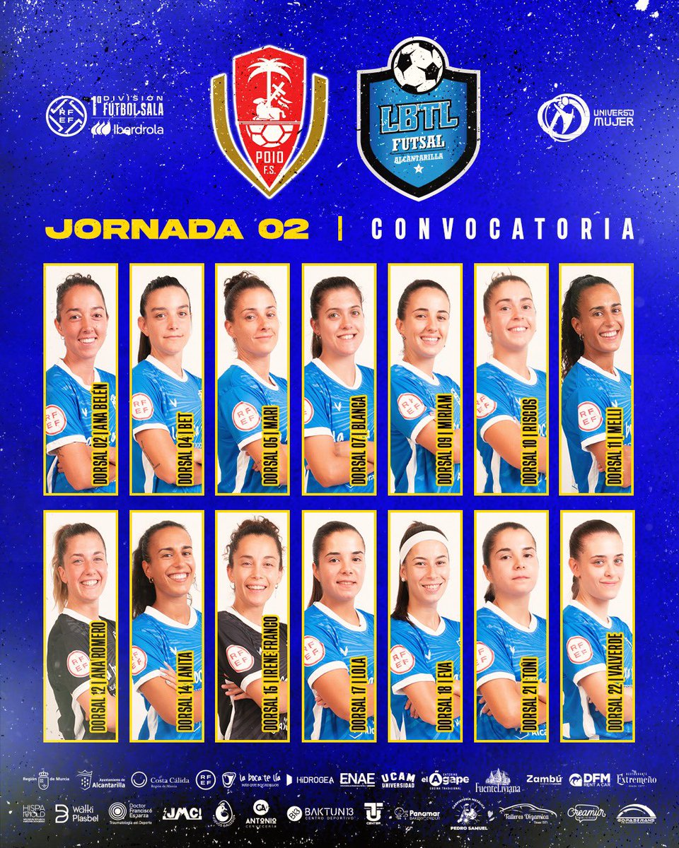 [PRIMER EQUIPO]

📋 convocatoria para la primera salida de la temporada VS <a href="/PoioPescamarfs/">Poio Pescamar FS</a> 

#AlcantarillaEsDeporte #PrimeraIberdrolaFS #NuestroMomento #BlueeAgles #UniversoMujer