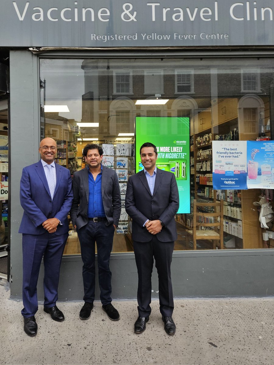 Great to visit Raj Patel at New North Pharmacy and - with <a href="/CI_LPC/">Camden&Islington LPC</a> CEO and CPL Chair Yogi Parmar - Prameet Shah at St Peters Pharmacy, both in Islington, to see how they're expanding clinical services in face of 40% real terms funding cut pharmacies have suffered in last 10 years.