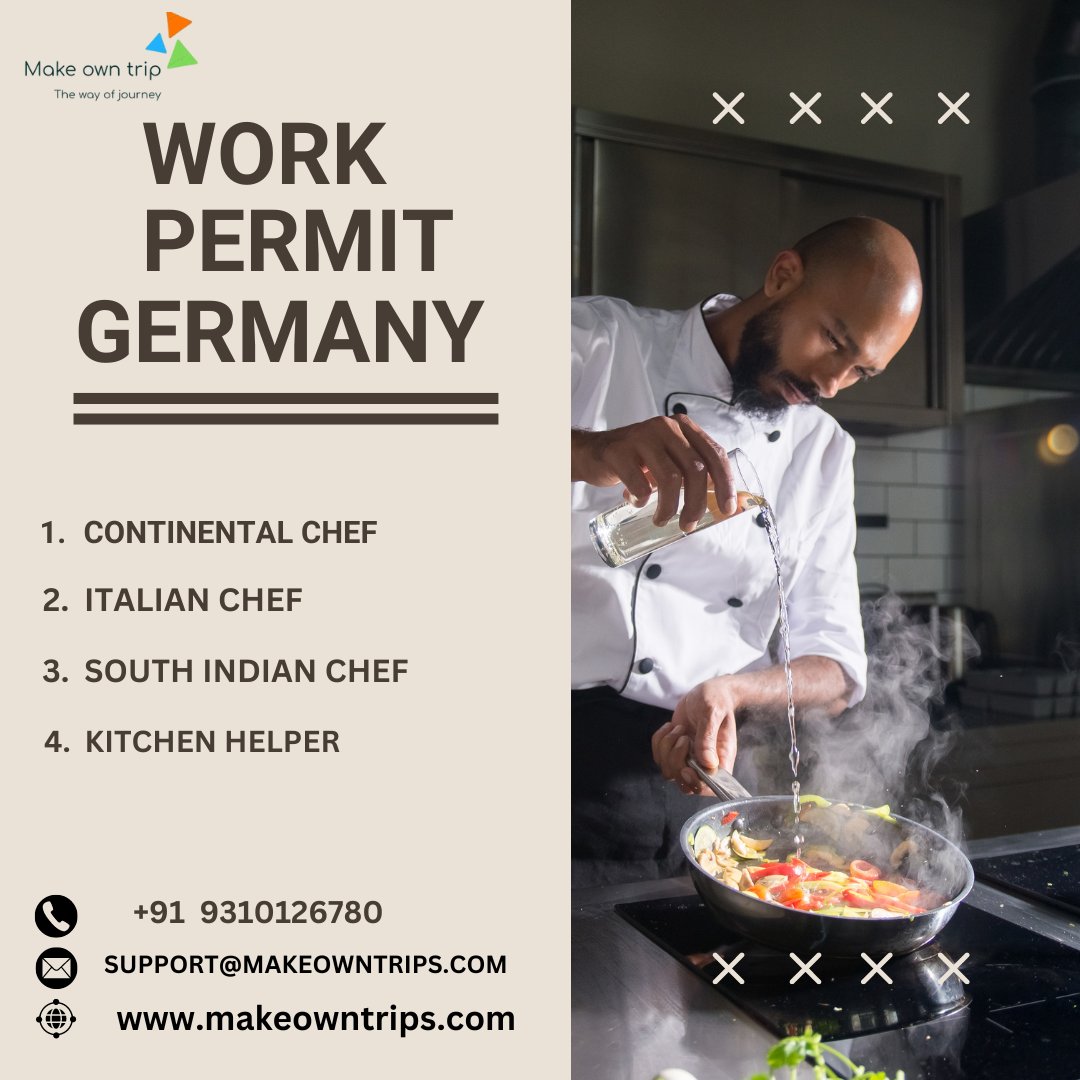makeowntrips's tweet image. 🍽️ Ready to take your culinary skills to Germany? 🇩🇪 Whether you’re a Continental Chef, Italian Chef, South Indian Chef, or Pastry Chef, Make Own Trips can help you secure your work permit! 🌍👩‍🍳 
Click: makeowntrips.com
Call: 9310126780
#WorkPermitGermany #CulinaryCareers