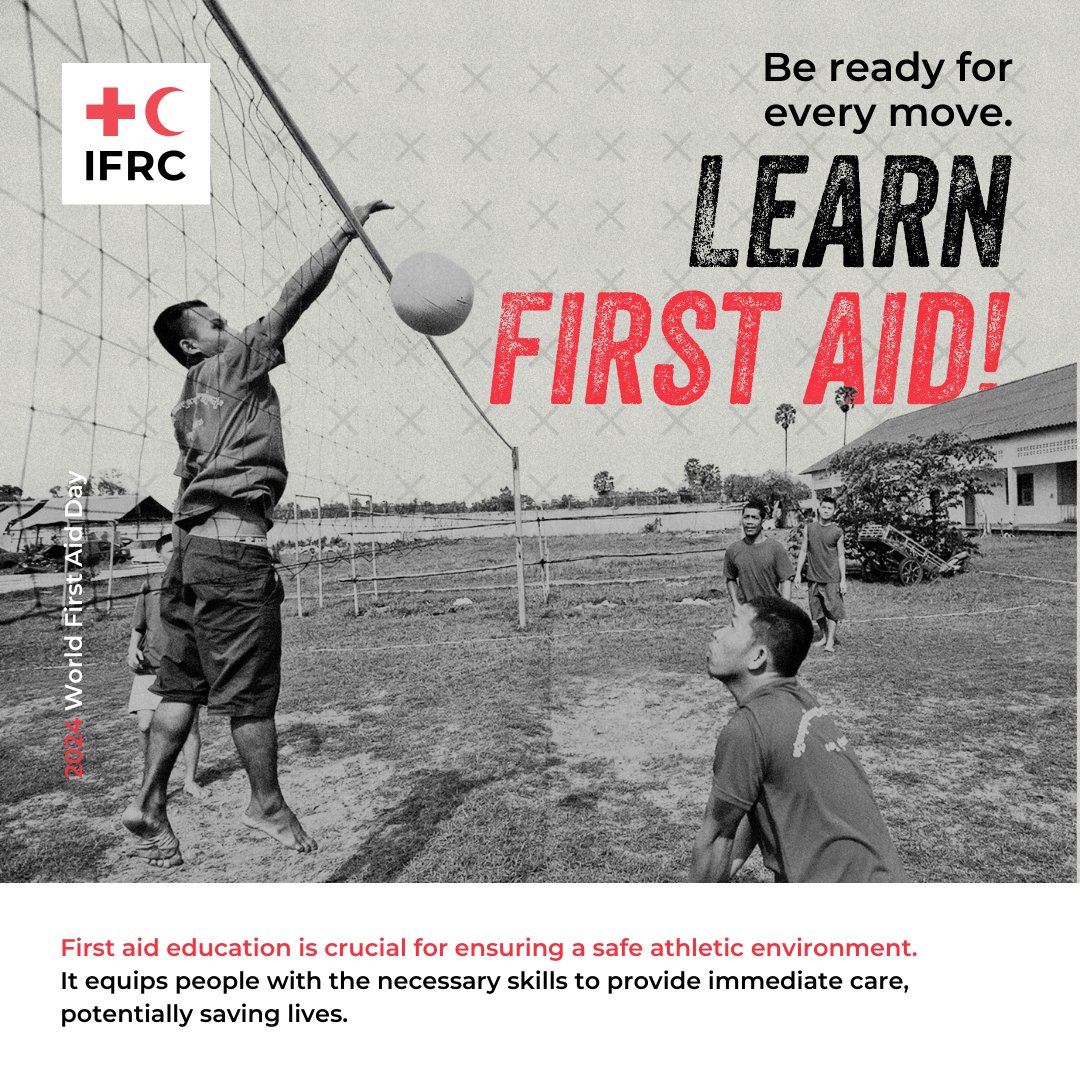 Today we celebrate World First Aid Day.  This year’s theme emphasizes the crucial role of First Aid in sports. 

Whether you’re a professional athlete or just enjoying physical activity, accidents can happen.

At the <a href="/IFRC/">IFRC</a>, we encourage everyone to learn essential life-saving