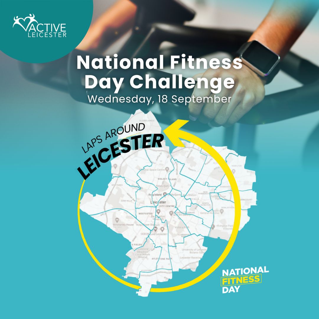 💪 Join us on National Fitness Day (Wednesday, 18 September) for our Laps Around Leicester Challenge! 

🚲 Head to your local leisure centre, hop on an exercise bike, and contribute to your centre’s goal of completing the most laps around Leicester.