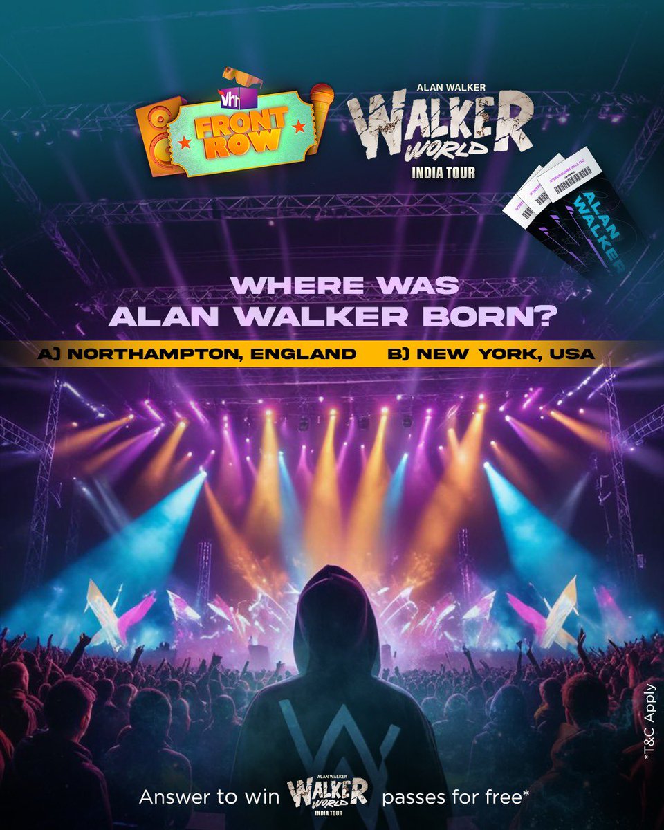 vh1india's tweet photo. Get ready to groove and prepare your best moves! ✨

Giveaway: Alan Walker World India tour concert tickets available for Mumbai, Dehli, Bengaluru and Chennai! 🤩🎟️

Get ready for a night full of EDM🔥
And here’s how you can participate and win this giveaway! https://t.co/3Nu1nQFcdC