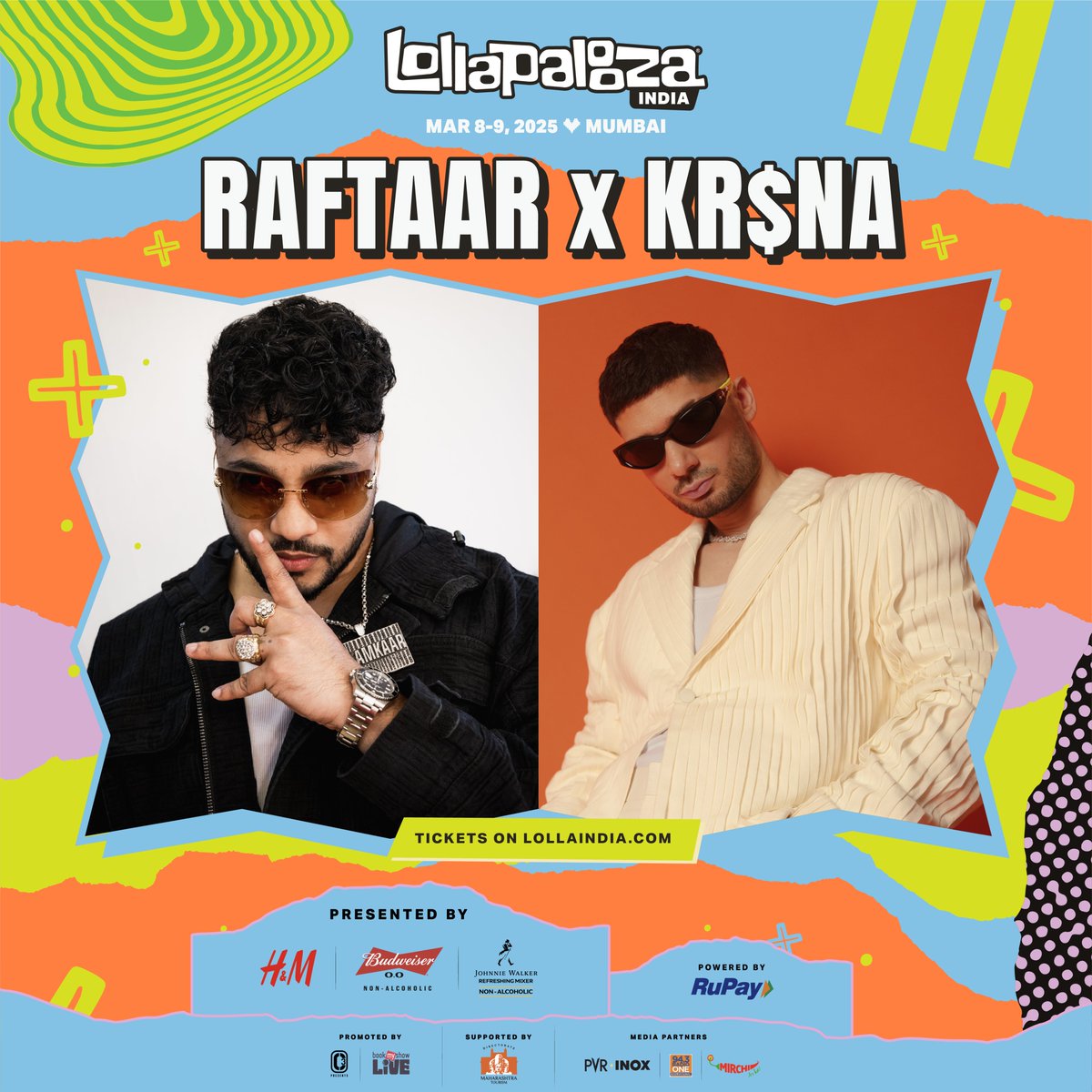 Raftaar’s unmatched flow and Kr$na’s sharp wordplay make them a force in the Indian hip-hop scene. Get ready to see this dynamic duo take the Lolla stage by a storm!

Make sure to get your tickets on lollaindia.com
