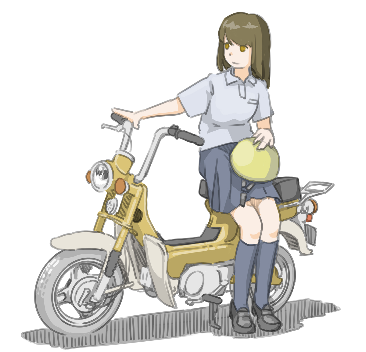 「1年半連れ添った相棒との別れを惜しむ女子です。 (ホンダ シャリィ)【再掲】 #」|きわみらい@バイクJKのイラスト描きのイラスト