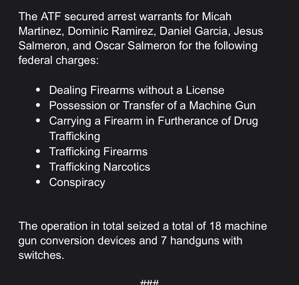 Great work by our detectives to take  these dangerous individuals into custody. Proud of our strong partnership with <a href="/ATFHQ/">ATF HQ</a> and the ability to use federal charges on these suspects.