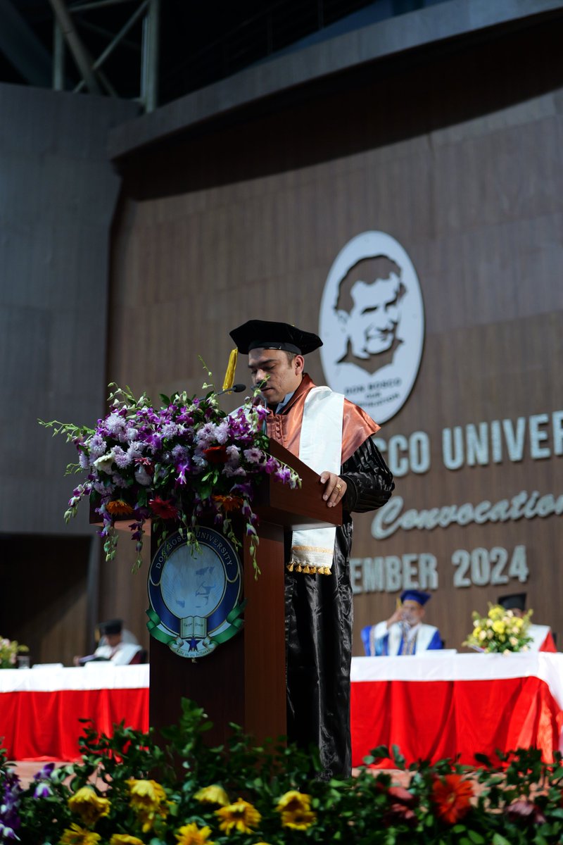 adbumedia's tweet photo. The Convocation commenced in the esteemed presence of the Chief Guest  Dr. Montukumar M. Patel, President , Pharmacy Council of India ,  Chancellor, Fr. Sebastian Mathew,  Vice Chancellor, Fr. Dr. Jose Palely and other dignitaries.
@DonBoscoUniv #convocation2024 https://t.co/tefo3QPCiv