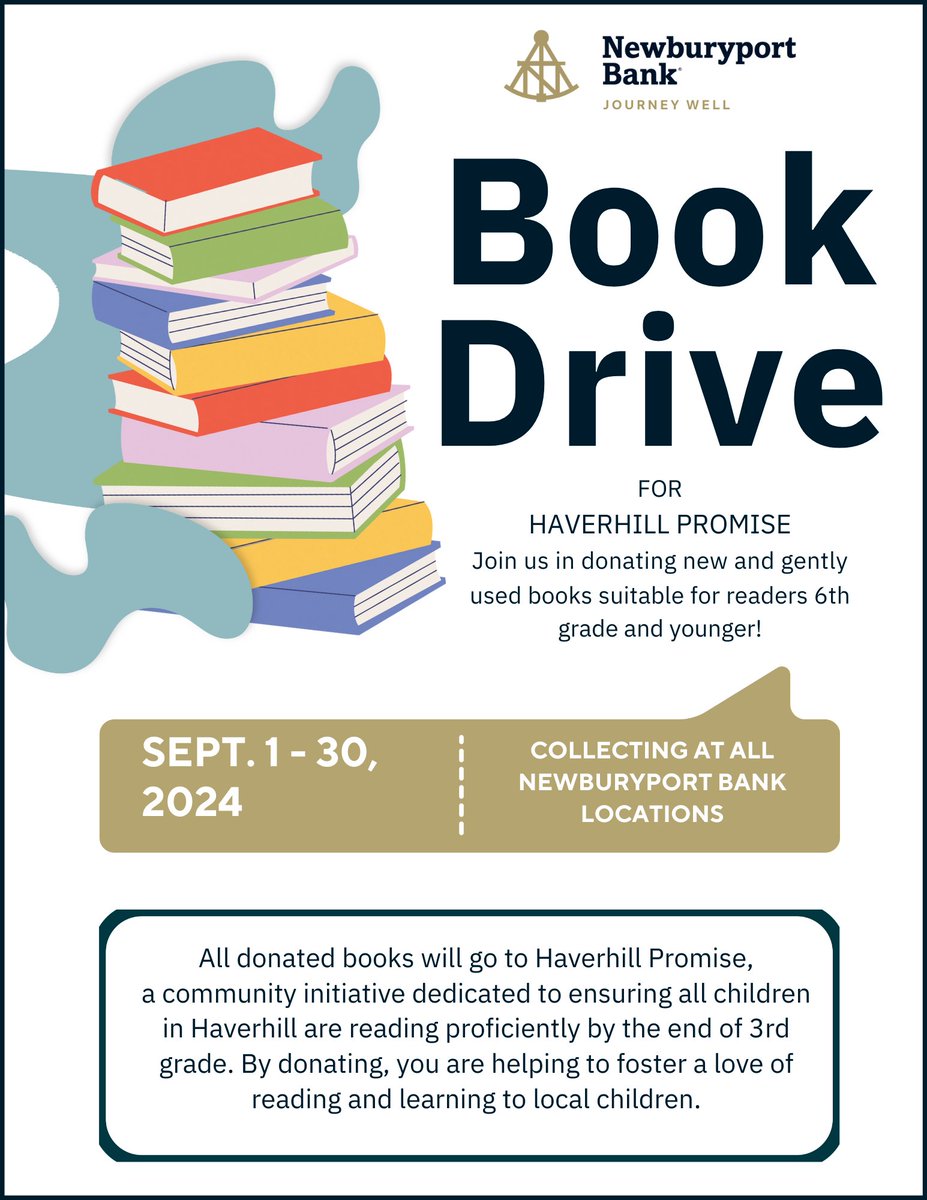 HavPromise's tweet photo. Don't forget that we have TWO amazing book drives going on for the month of September with our fantastic partners -- Pentucket Bank and Newburyport Bank.

#haverhillreads https://t.co/0tjgBv50iA