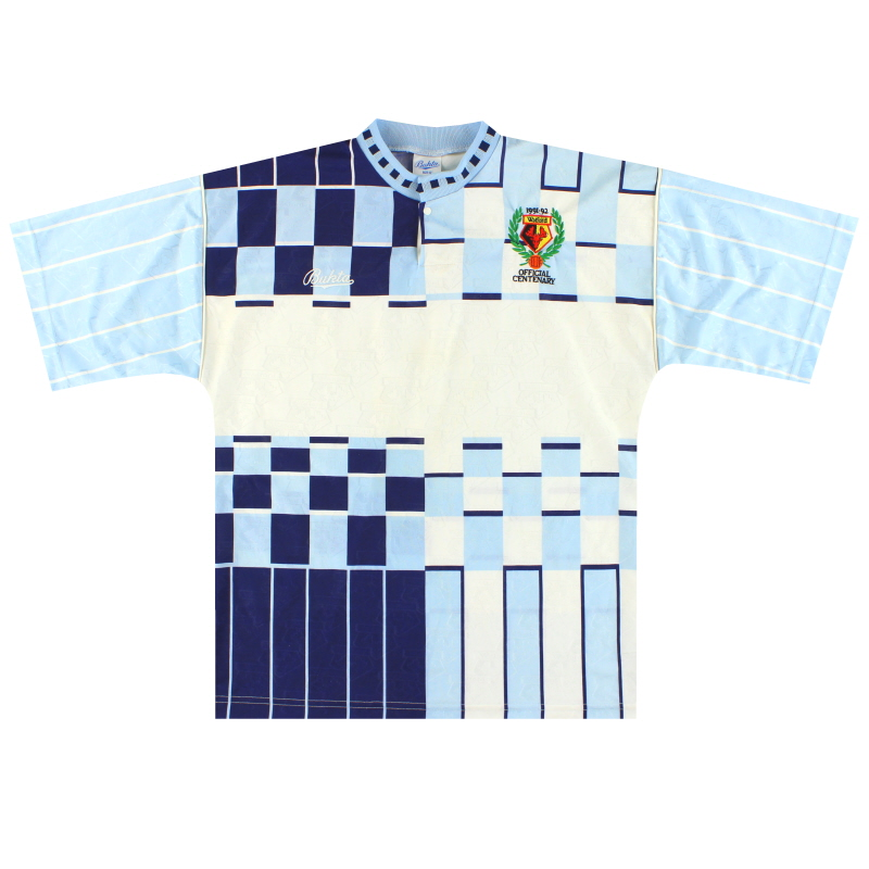 jakemadg's tweet photo. @Timjimted @Arsenal @WatfordFC Yes tried to buy him a retro 1950s Waford reproduction blue shirt but they were all out of stock!

Would love to get hold of a 1991 Watford Centenary blue shirt though https://t.co/jRj0mb7NRJ