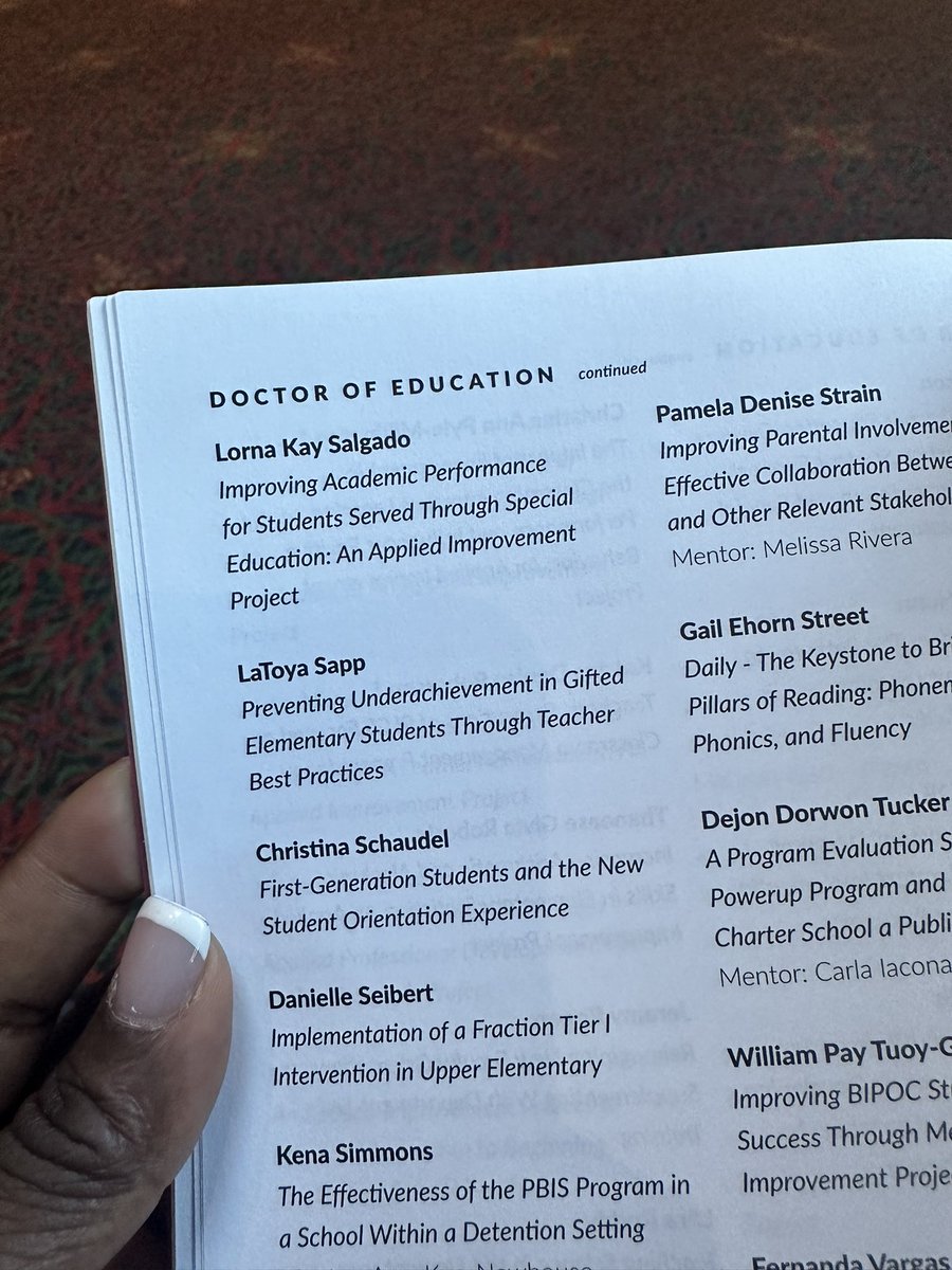 LaToya Sapp, M.Ed (@mrssappgt) on Twitter photo Proud to model scholarly habits for my gifted students in Northside! Today, I walk the stage to receive my Doctorate in Education, Curriculum & Instruction. 🎓
Dr. LaToya Sapp, EdD 💙💛 #Education #GiftedEducation #EdD #LifelongLearning <a href="/NISDGTAA/">NISD GT & AA</a> <a href="/NISDThornton/">William J. Thornton</a> Proud to model scholarly habits for my gifted students in Northside! Today, I walk the stage to receive my Doctorate in Education, Curriculum & Instruction. 🎓
Dr. LaToya Sapp, EdD 💙💛 #Education #GiftedEducation #EdD #LifelongLearning <a href="/NISDGTAA/">NISD GT & AA</a> <a href="/NISDThornton/">William J. Thornton</a>