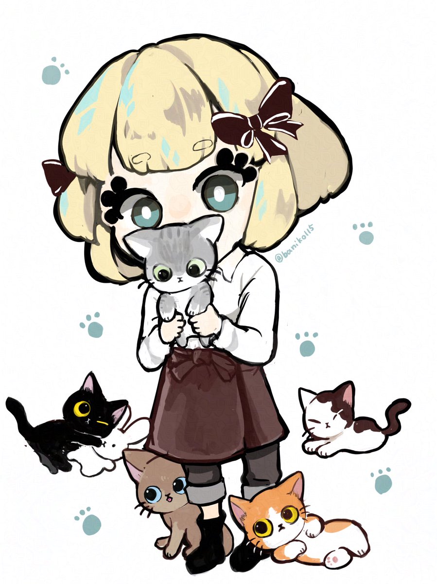 猫カフェ店員さん🐈☕️🐰　#オリジナル　#お絵描き好きさんと繋がりたい