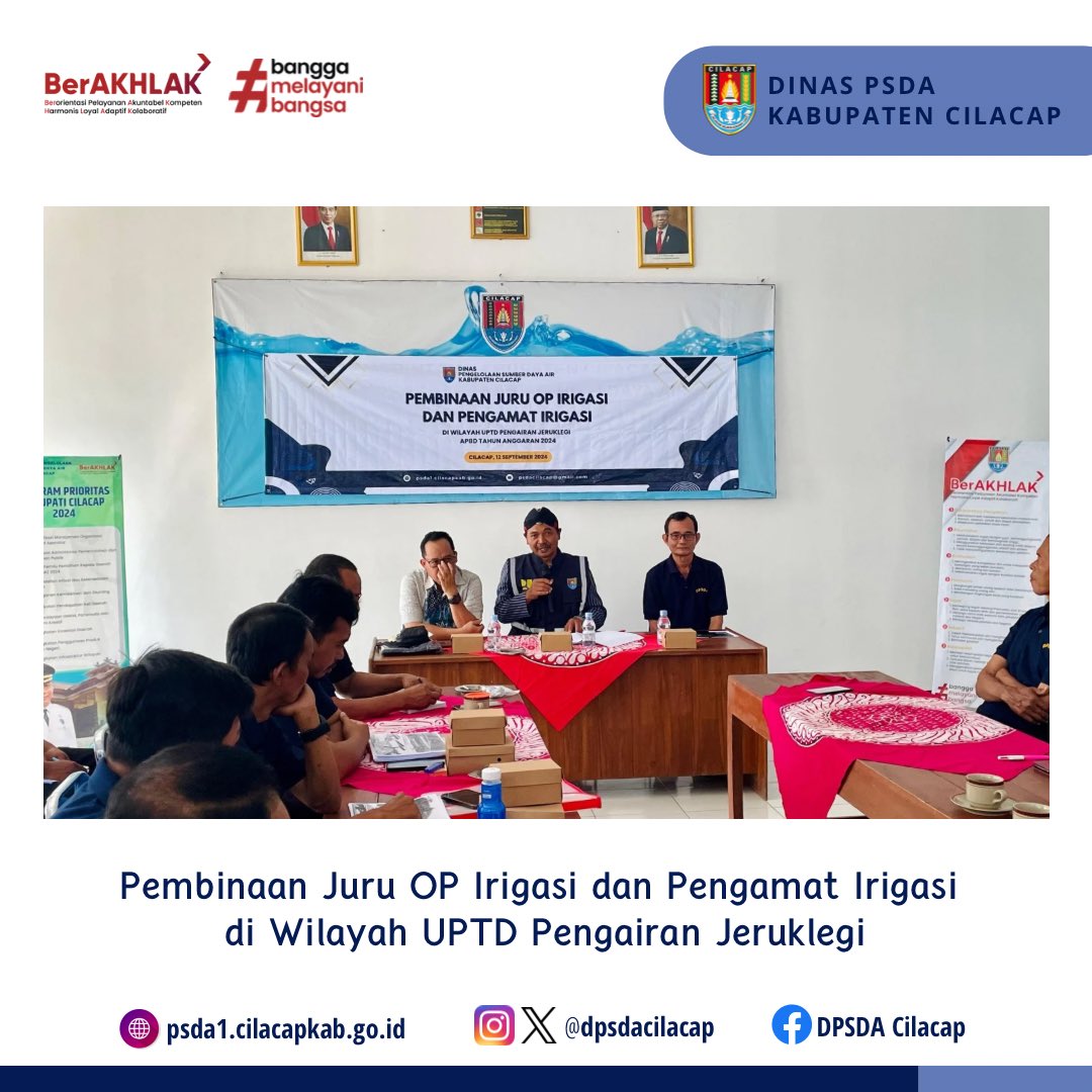 dpsdacilacap's tweet photo. Pembinaan Juru OP Irigasi dan Pengamat Irigasi di Wilayah UPTD Pengairan Jeruklegi Tahun Anggaran 2024
Kamis, 12 September 2024
Kantor UPTD Pengairan Jeruklegi https://t.co/cJFeT4fYVA
