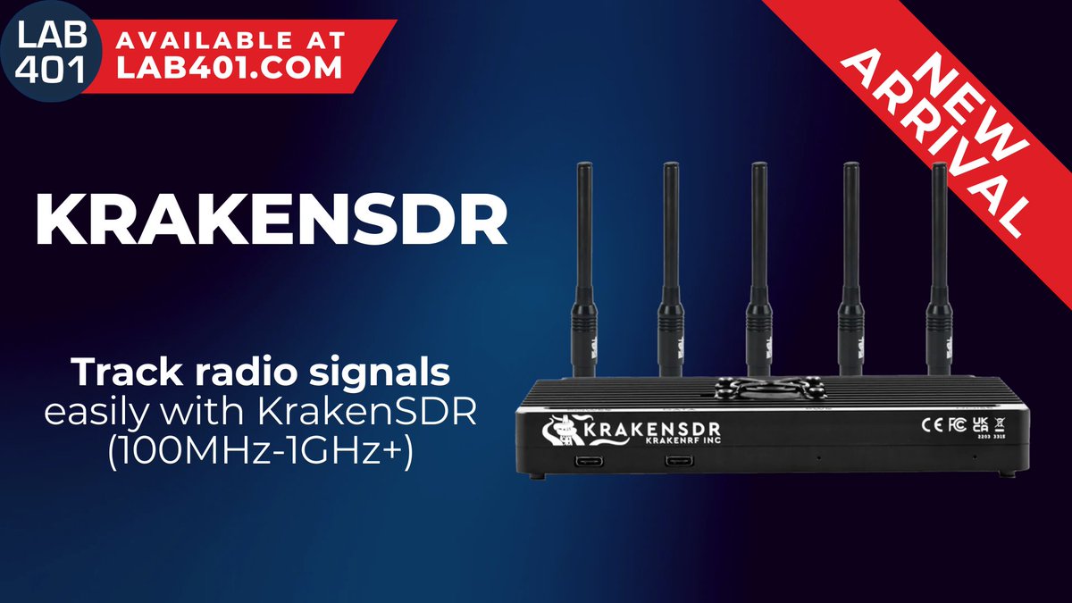 Lab_401's tweet image. End-to-end radio direction finding solution. KrakenSDR includes auto-calibration, desktop software, and GPS tracking app. 🗺️ get yours, visit: l.lab401.com/qRQcN
#KrakenSDR #SignalTracking #GPStracking #NewArrival