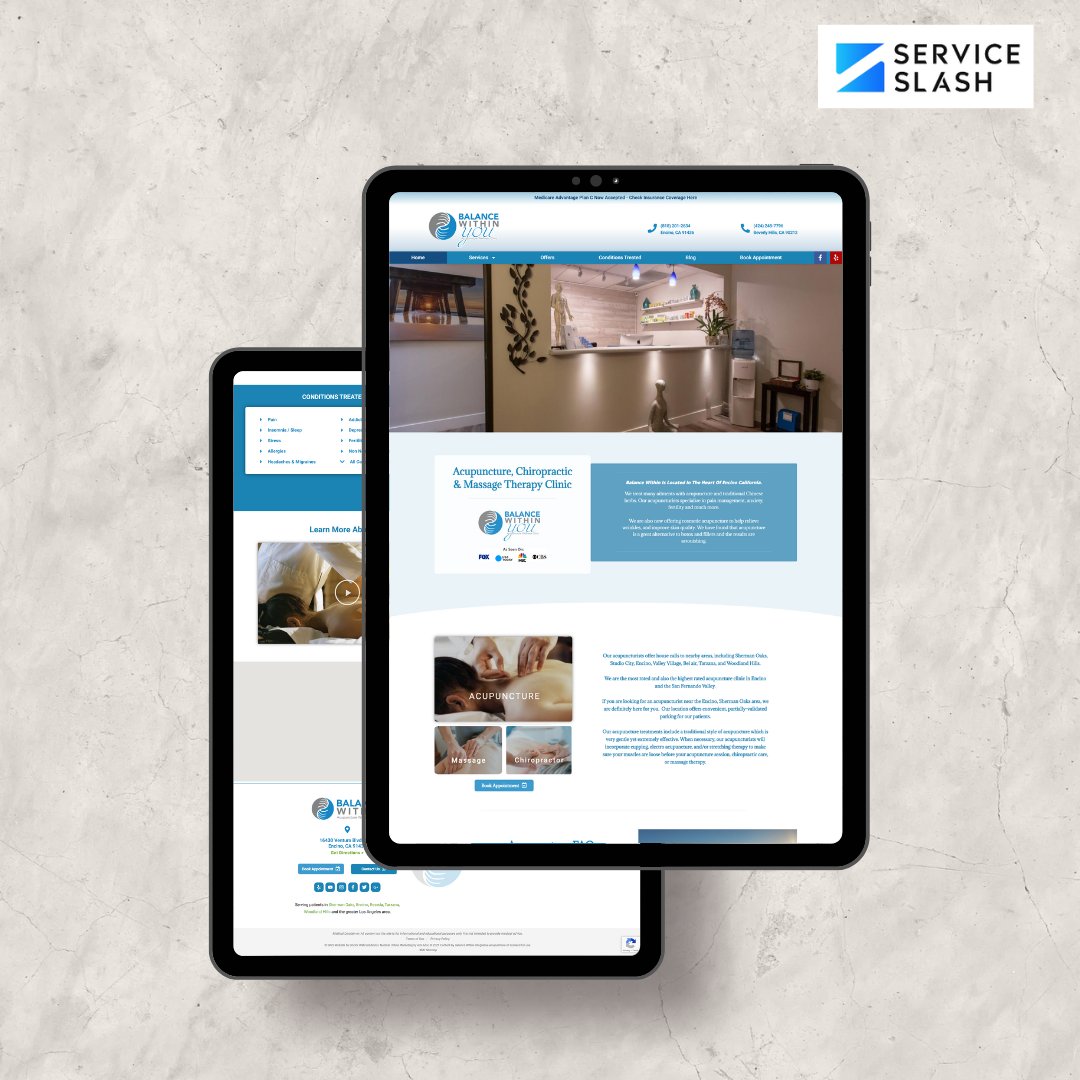 🌟 Client Success 🌟

We redesigned &amp; optimized the website for Balance Within You 🧘‍♀️💆‍♂️, boosting their conversion rate 🚀.

Check out their new site 👉 balancewithinyou.com.

Need similar results? Let's talk! 💻✨ 

#WebDesign #SEO #ClientSuccess #ServiceSlash