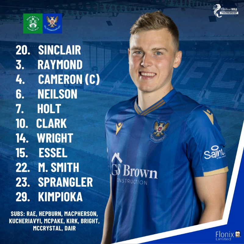 StJohnstone's tweet photo. 📋 Here's your Saints line-up for this afternoon's game against Hibs.
#SJFC https://t.co/YWiarU1fx3