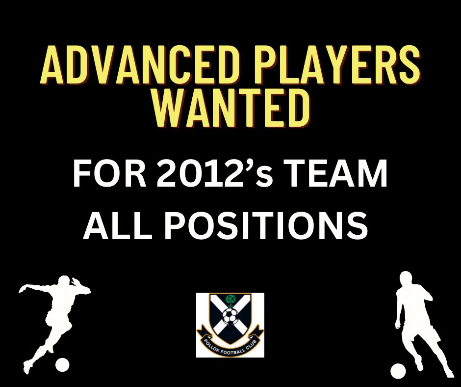 We’re on the lookout for experienced, advanced players of all positions for our #gadyfl league team. Training is a Tuesday and Thursday 5:30 to 7:00pm at <a href="/PollokUtdS_A/">Pollok United</a> at Nethercraigs. Please DM if interested. Thanks! #Football #Grassroots #PlayersWanted