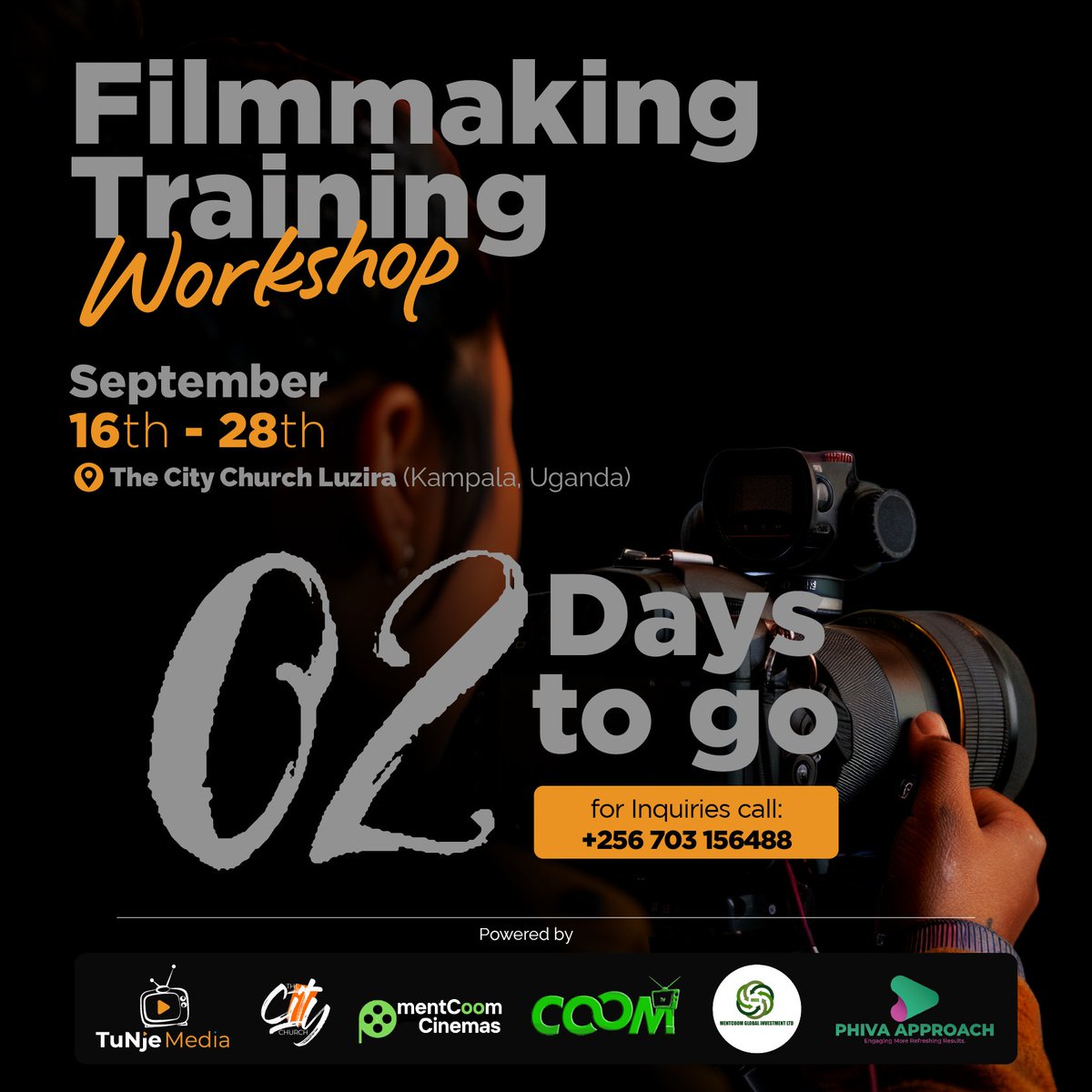 TuNjeMedia's tweet photo. We are now 2 days away from our filmmaking training!
Join our WhatsApp group using the link provided to plan properly.
https://t.co/J7infeHPFX

If you have any questions, feel free to contact us directly on
email: tunjemedia@gmail.com
Call: +256703156488 | +256788654750 https://t.co/8OpYV3410o