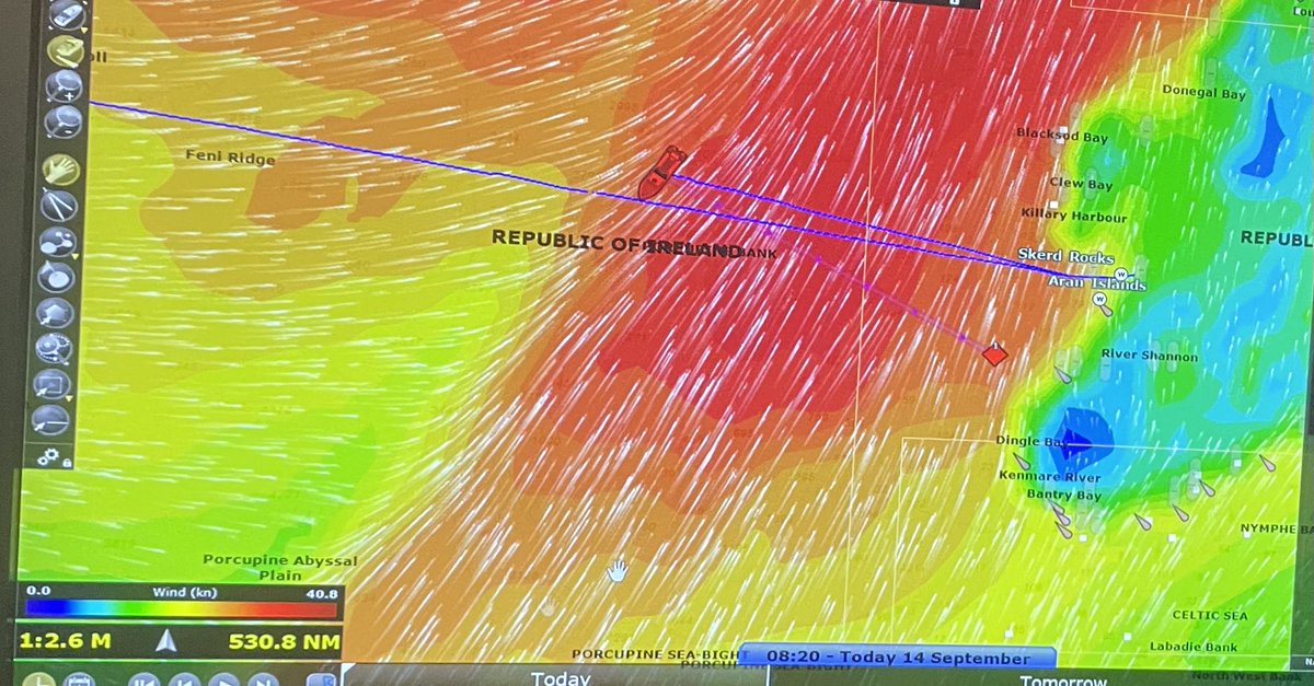 With the medical emergency resolved, we’ve returned to the work area, but incoming storms prevent us from continuing POROCLIM research in the Rockall Basin. Now, we’re heading off the North Kerry coast to deploy the ROV for sample collection. 🌊 #OceanExploration #ScienceAtSea