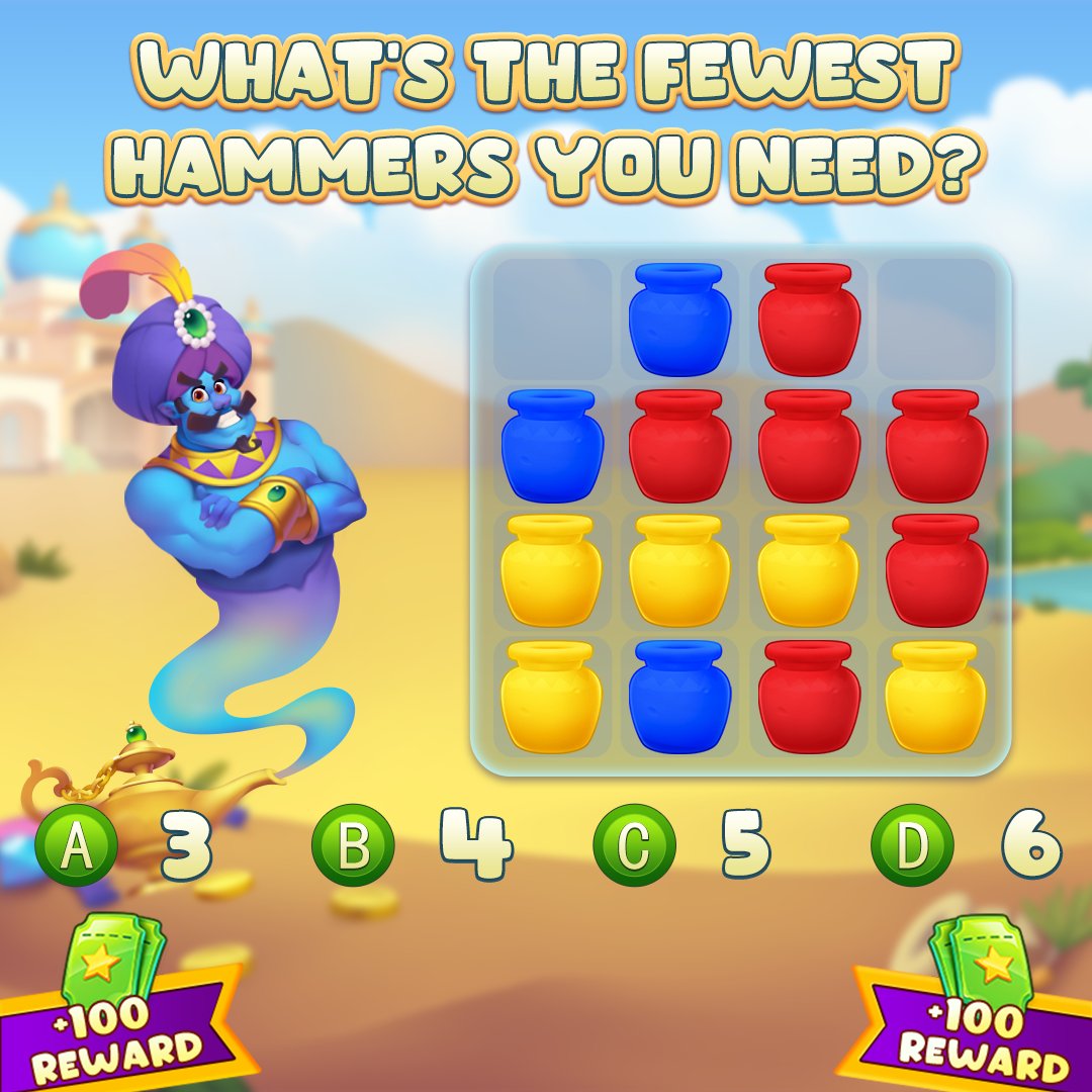 🧞 QUIZ TIME❗️

🧞  Play the new side game "Genie Blast", and solve this:

Like the post❗️
Comment below with your answer❗️
Be one of the 20 players to win 100 tickets❗️
Winners will be announced right here on September 18❗️

🧞 link.frenzy.bingo/52bU/bf?deep_l…
#bingofrenzy #bingo