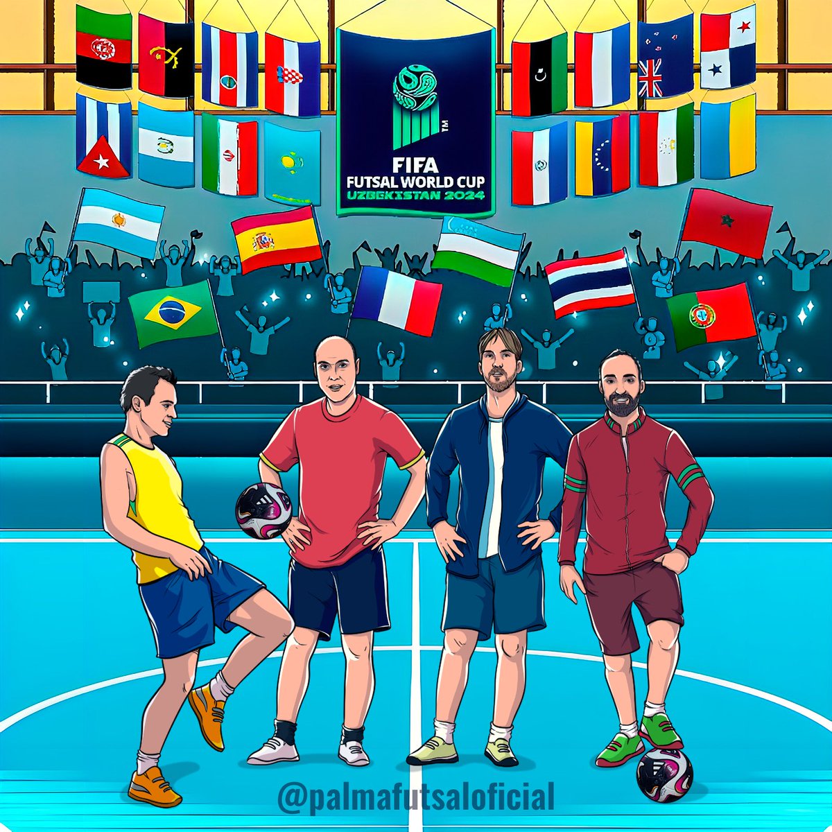 🌍 Ahora sí…Hoy arranca el MUNDIAL de FÚTBOL SALA 😉

🇧🇷 <a href="/Falcao12oficial/">Alessandro R. Vieira</a> 
🇪🇸 <a href="/javi7rodriguez/">Javi Rodriguez</a> 
🇦🇷 <a href="/alan_brandi/">Alan Brandi</a> 
🇵🇹 <a href="/ricardinho10ofi/">ricardinho10</a> 

“Cuatro leyendas en representación de un gran deporte que vive su gran cita”

📷 Cartel original: FIFA
📸 Adaptación: Palma Futsal