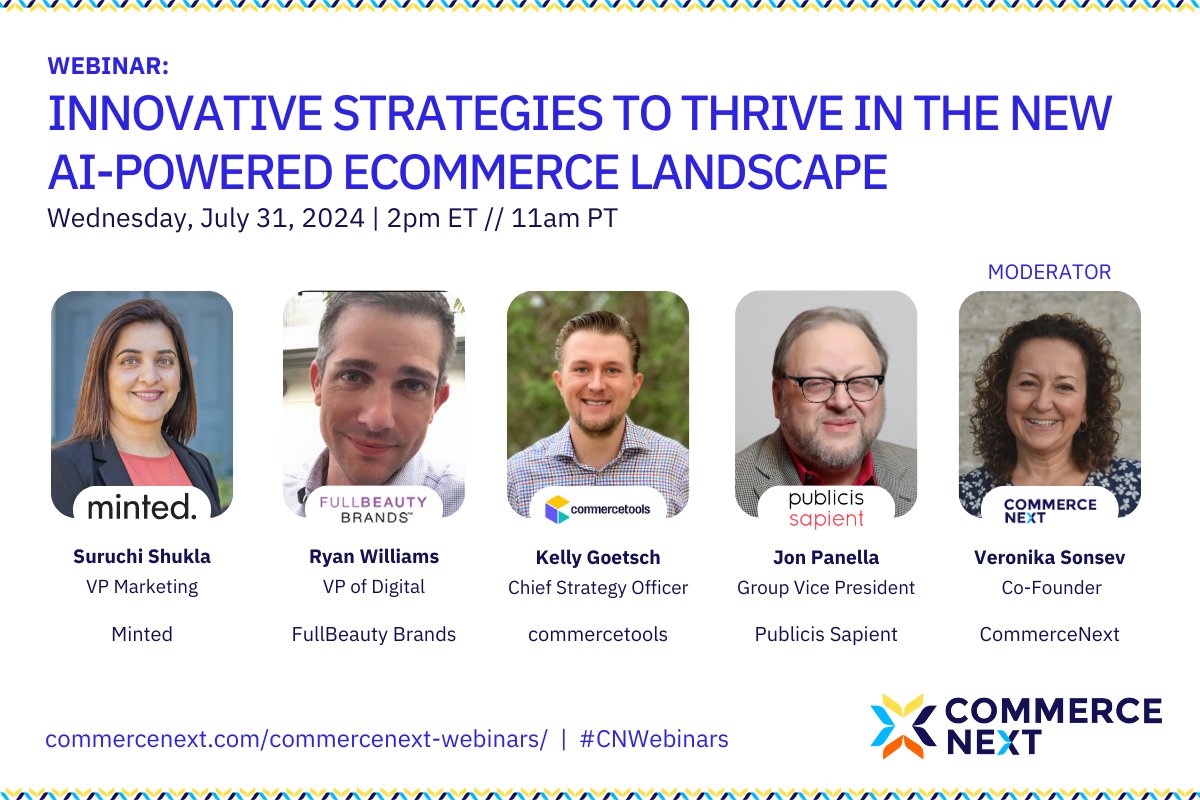 Join <a href="/PublicisSapient/">Publicis Sapient</a>'s Jon Panella, along with <a href="/commercetools/">commercetools</a> and <a href="/CommerceNext/">CommerceNext</a>, and expert panelists from <a href="/Minted/">Selena</a> and FULLBEAUTY Brands who will delve into the crucial aspects of preparing and thriving in an #AI-dominated #ecommerce environment. bit.ly/4d0pINm