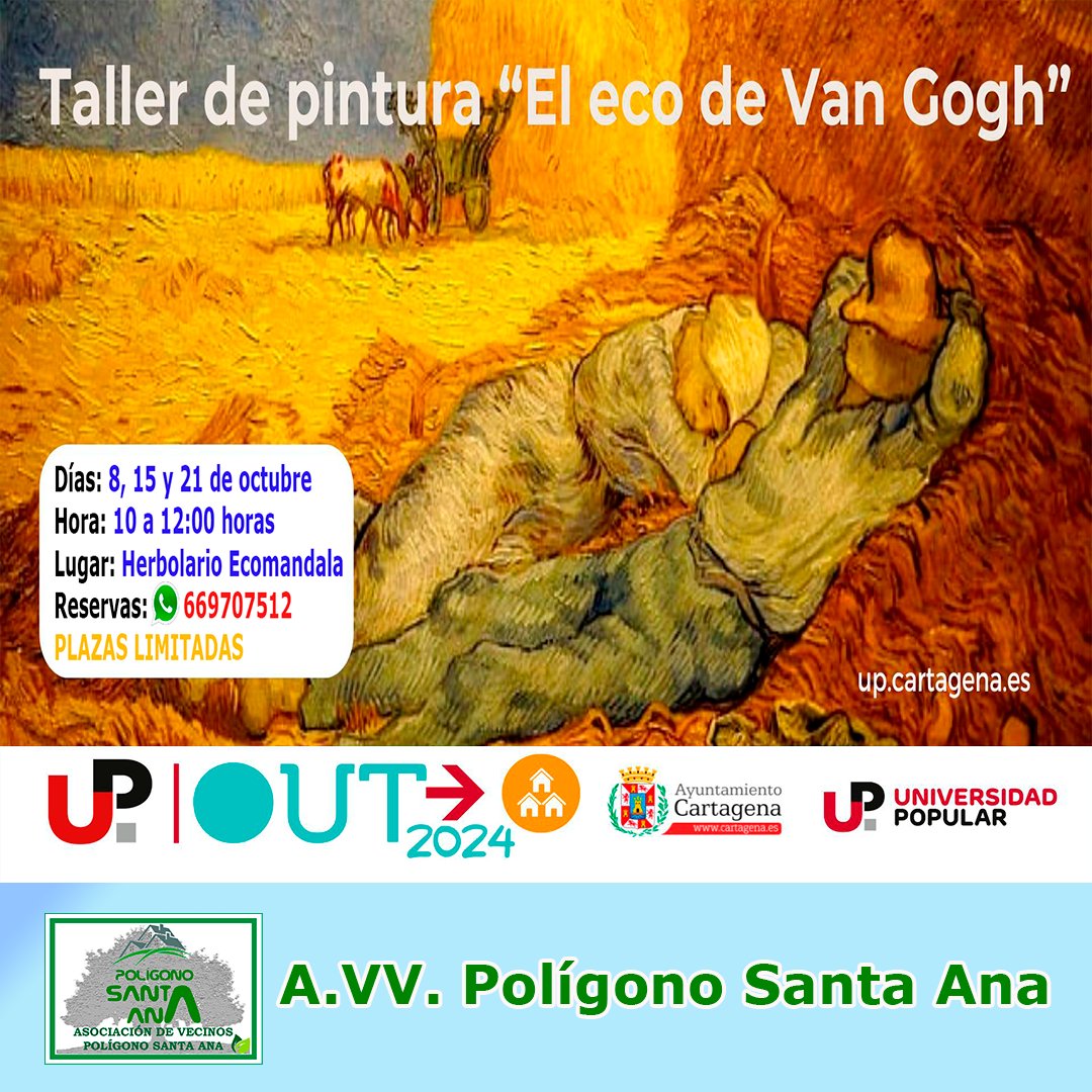 avvpsa's tweet photo. Taller de pintura ‘El eco de Van Gogh’
.
.
.
#poligonosantaana #construyendobarrio #avvpoligonosantaana #clubmayoresmayorazgo #UPOUT #universidadpopular #aytocartagena #herbolarioecomandala https://t.co/tPSgOEngCI