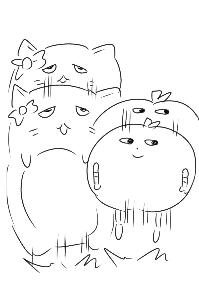 一緒にジャンプジャンプするりんごろうさんとぴにゃこら太。 