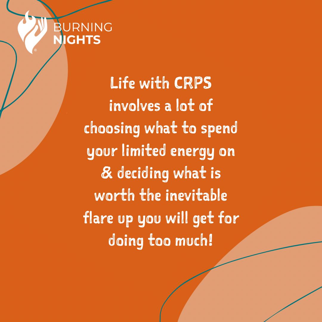 BNightsCRPS's tweet photo. Thought of the day
Life with CRPS  involves a lot of choosing what to spend your limited energy on &amp; deciding what is worth the inevitable flare up you will get for doing too much!

#BNightsCRPS #CRPS #crpsawareness #crpswarrior #crpslife #crpssupport #chronicpain #CRPSisReal https://t.co/By8qB9ivqS