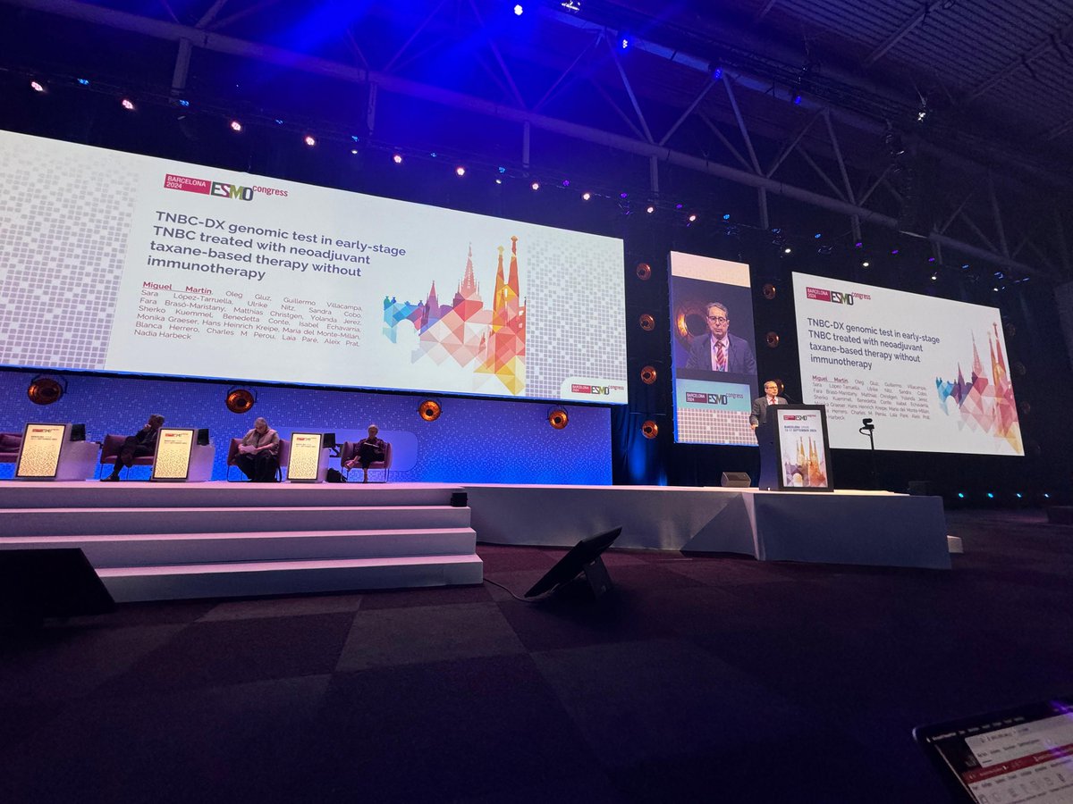 #TNBCDX is making an impact at #ESMO24 💡 The first genomic test for early-stage triple-negative #breastcancer shows a strong association with pCR, DDFS, and OS. Dr. Miguel Martin is presenting now. #precisiononcology
More info: ow.ly/3Ba450Tnram