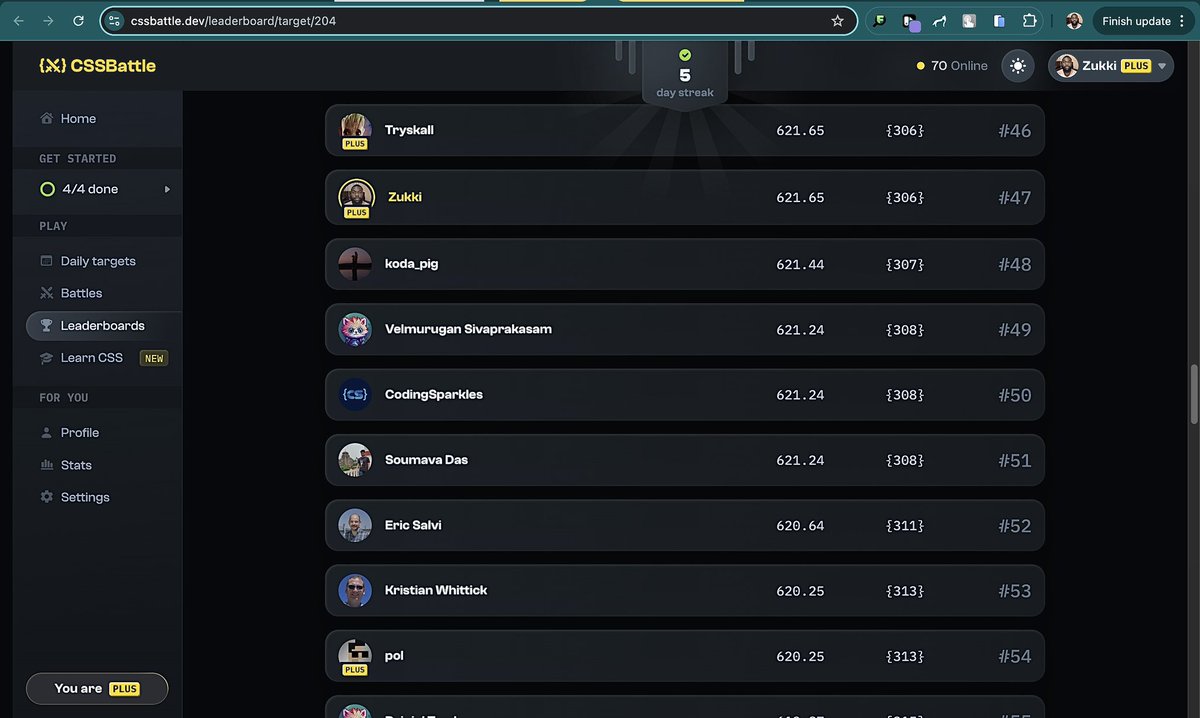 nwoye_ezekiel's tweet image. CSS Battle Challenge #8 🚀
Ranked 47th globally for this one. We’re making progress!
100% match or nothing! 🙅🏽♂️
Here's the link to the challenge: cssbattle.dev/play/204
#CSS #CSSBattle #Deadpool