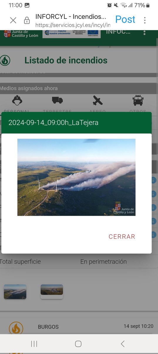 FGandiaga's tweet photo. #IFLaTejera por la imagen de  @naturalezacyl pues se ve que un  aerogenerador se había incendiado produciendo un incendio forestal . Suerte @AT_Brif @briftabuyo https://t.co/SkO3z8Isn0