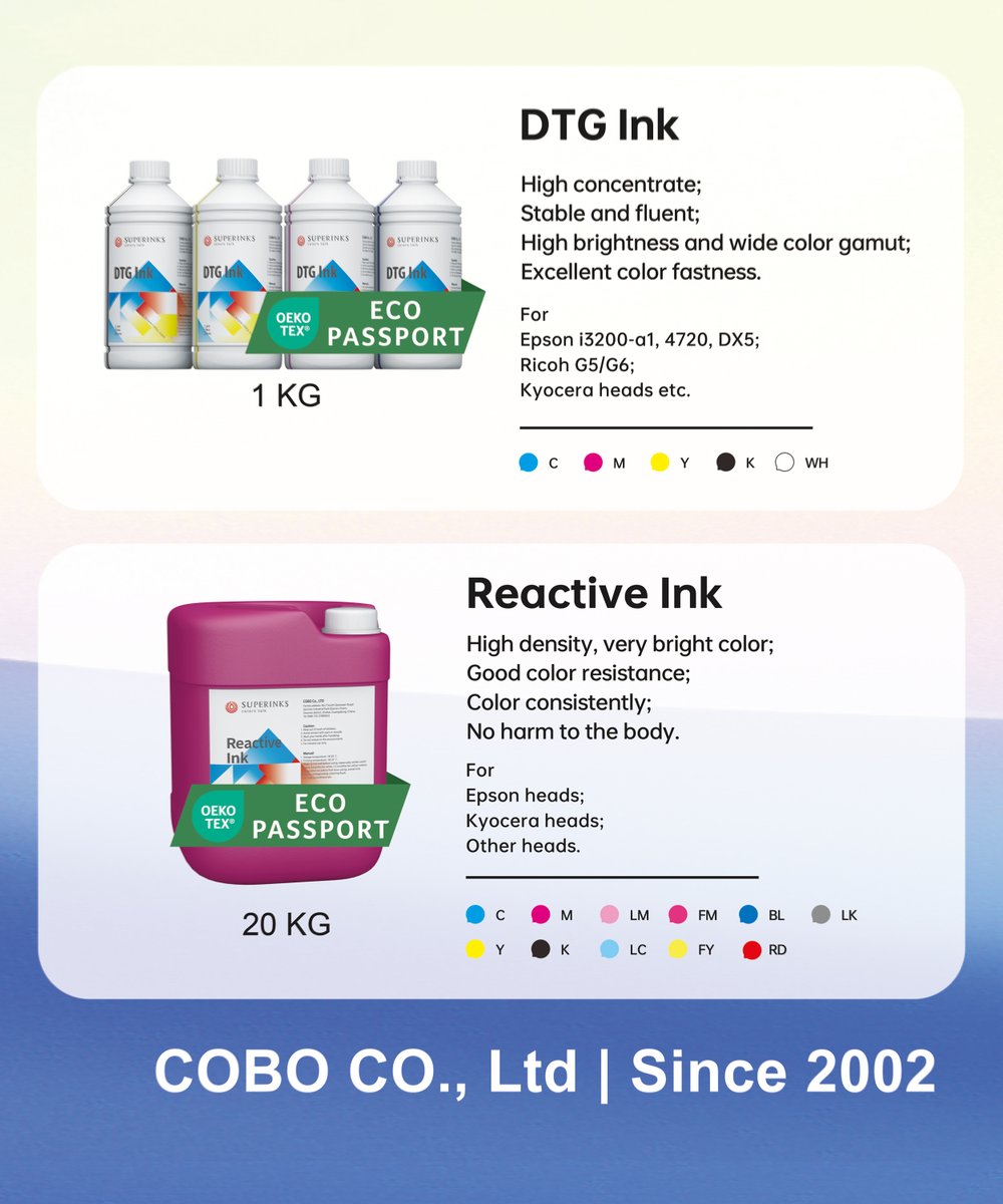 superinks1's tweet photo. We sincerely invite you to visit ITMA ASIA + CITME 2024!
#SUPERINKS Looking forward to meeting you at H5 F12.
All textile inks are OEKO-TEX certified.
#COBO #SublimationInk #DTFInk #DTGInk #ReactiveInk #DisperseInk #textile #ITMA #ITMA2024 #ITMAASIA #CITME #CITME2024 https://t.co/IGDT48XUHg