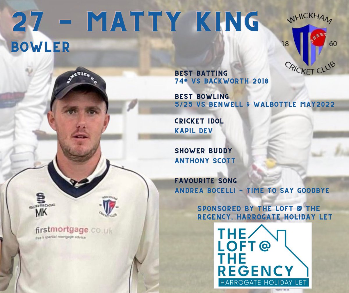 WhickhamCC's tweet photo. The 2nd XI host @NewcastleCityCC with Matty our player to watch at the Glebe today. 
The 2nd XI game will be streamed live if you fancy checking in how the boyce are doing
https://t.co/lH8SQ4e8Ff
Sponsored by The Loft @ the regency, Holiday Let https://t.co/tHFtQJOlrd