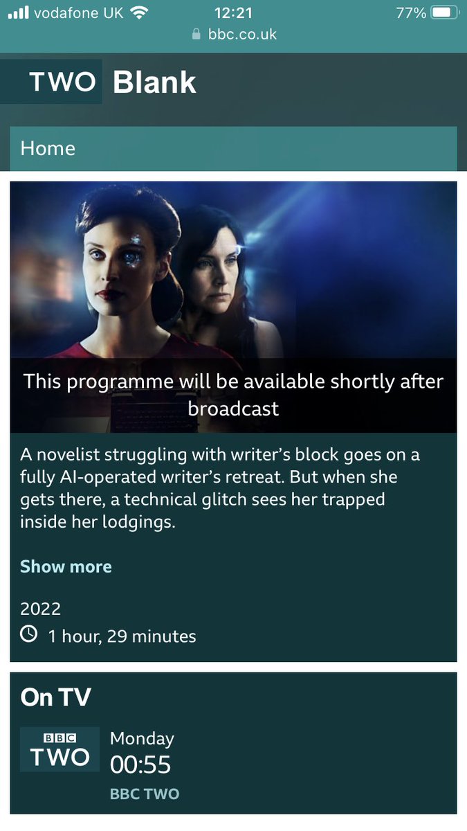 ArhynnD's tweet photo. Fun! Made it to the BBC…although, well after midnight 😂 If you’re a night owl you can catch this film I scored on Sunday/Monday. #moviescores #sci-fi #filmproducer #filmdirector https://t.co/0One3lZiSo
