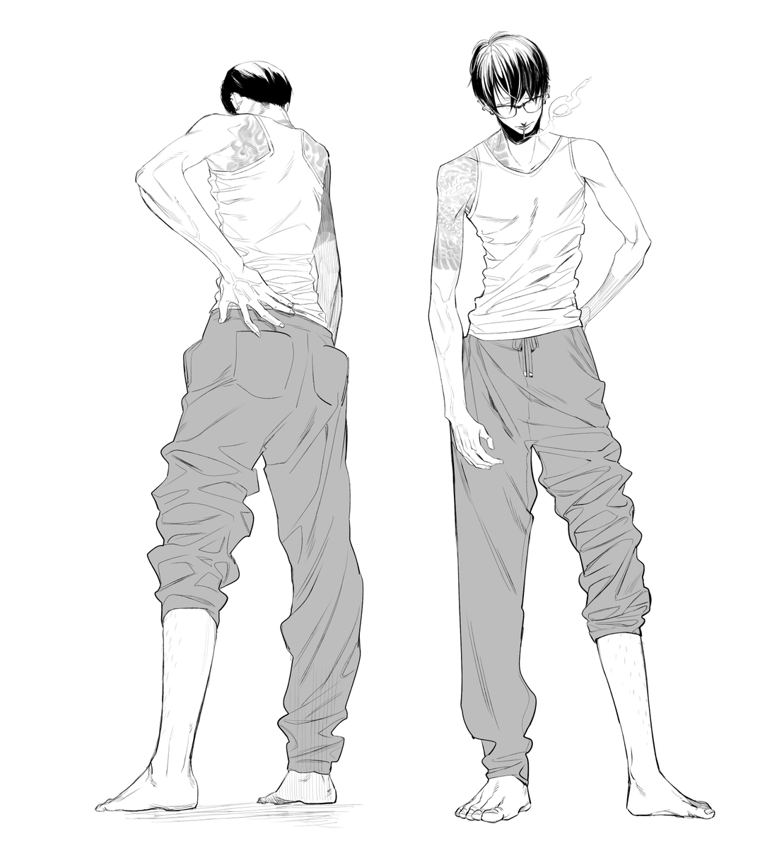 過去絵。オフなヤクザたち。
「だらっとしたポーズカタログ」を参考に描いたりしたやつ多め。 #ごくどう 