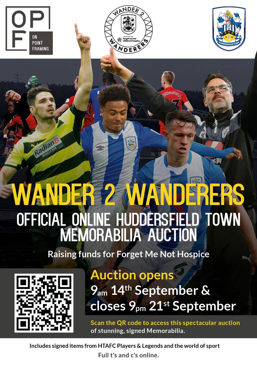 On Point Framing & Sports Memorabilia (@onpointframing) on Twitter photo 🔔 @opframing are hosting an online auction of signed,
framed sports memorabilia to support the @forgetmenotchild <a href="/htafc/">Huddersfield Town</a> fundraising walk to Bolton
Wanderers.
❤️ The online auction opens today at 11am
😍Go to app.galabid.com/wander2wandere… 🔔 @opframing are hosting an online auction of signed,
framed sports memorabilia to support the @forgetmenotchild <a href="/htafc/">Huddersfield Town</a> fundraising walk to Bolton
Wanderers.
❤️ The online auction opens today at 11am
😍Go to app.galabid.com/wander2wandere…