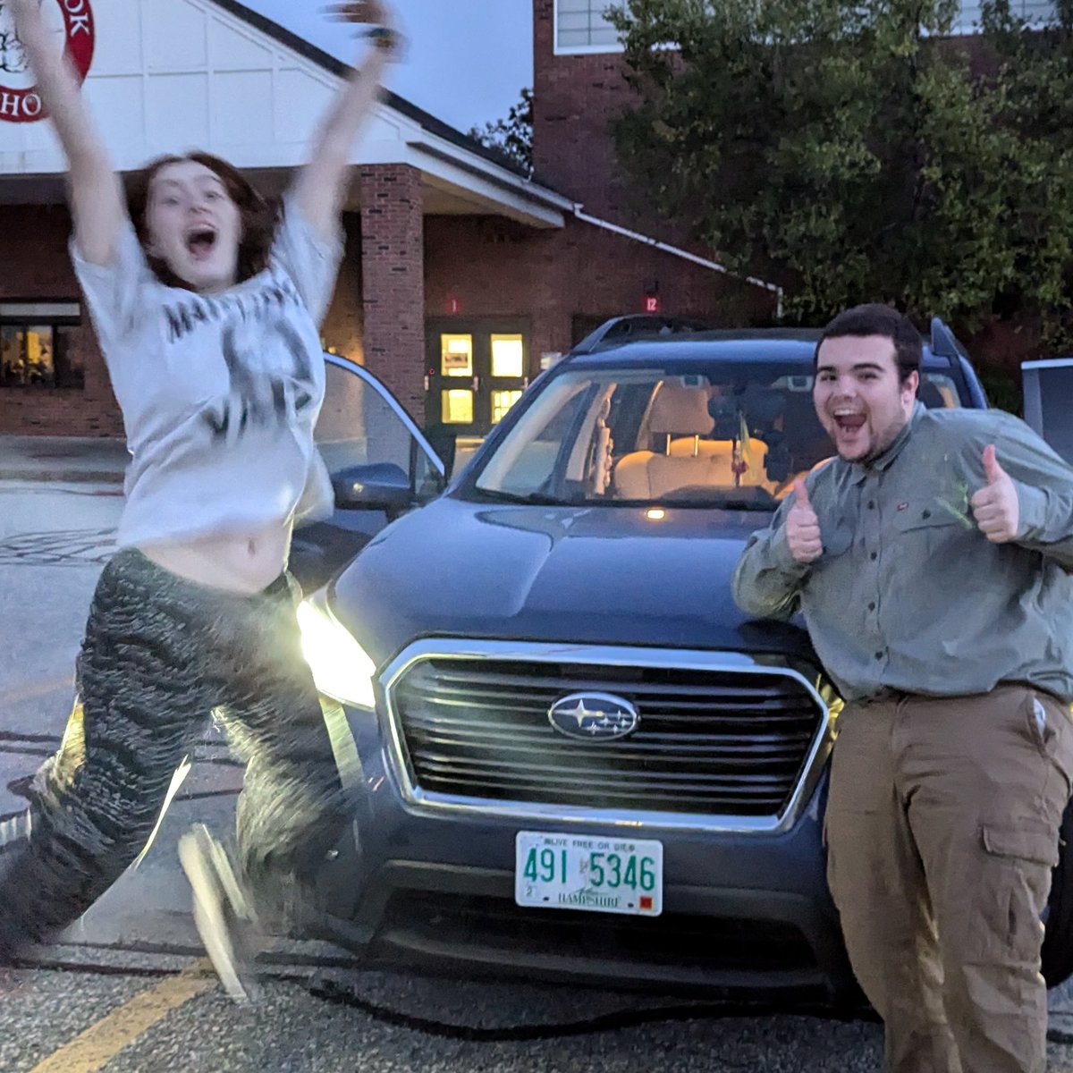 I'm teaching my daughter and her friend how to drive. They're very pleased that he parked between the lines for the first time!!
