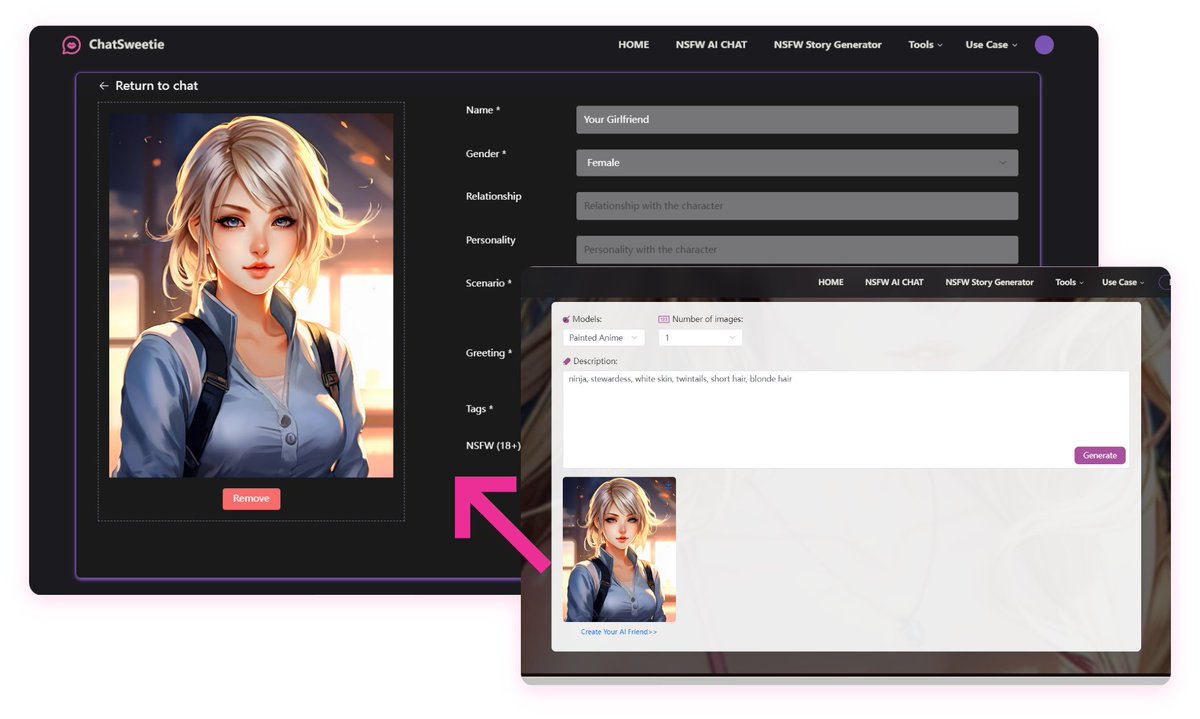 ChatSweetie_com's tweet photo. Generate a satisfactory AI companion image? #Chatsweetie provides free tools to meet your needs.
#ImageCreator  #AIart https://t.co/LgliNASWs1