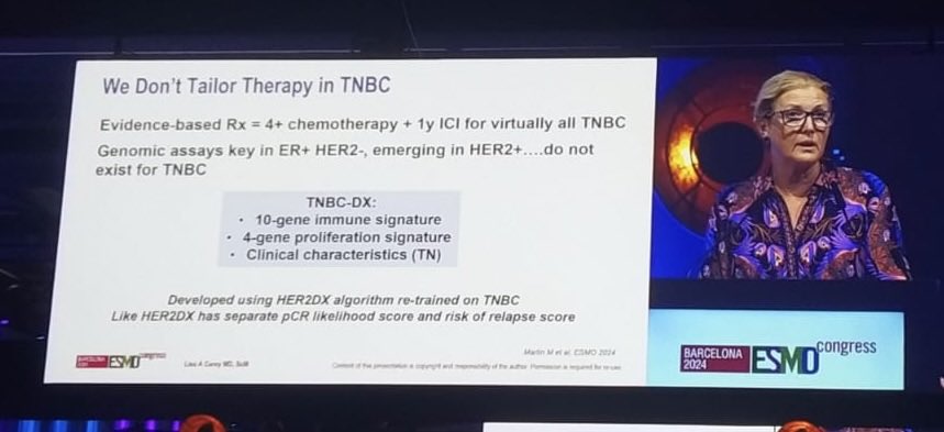 <a href="/DrLisaCarey/">Lisa Carey, MD, ScM, FASCO</a> highlights #TNBCDX and mentions #HER2DX: We're revolutionizing #precisiononcology in #breastcancer with these cutting-edge tools! Exciting advancements are here, benefiting patients and shaping the future. 🚀 #ESMO24 #ESMO2024