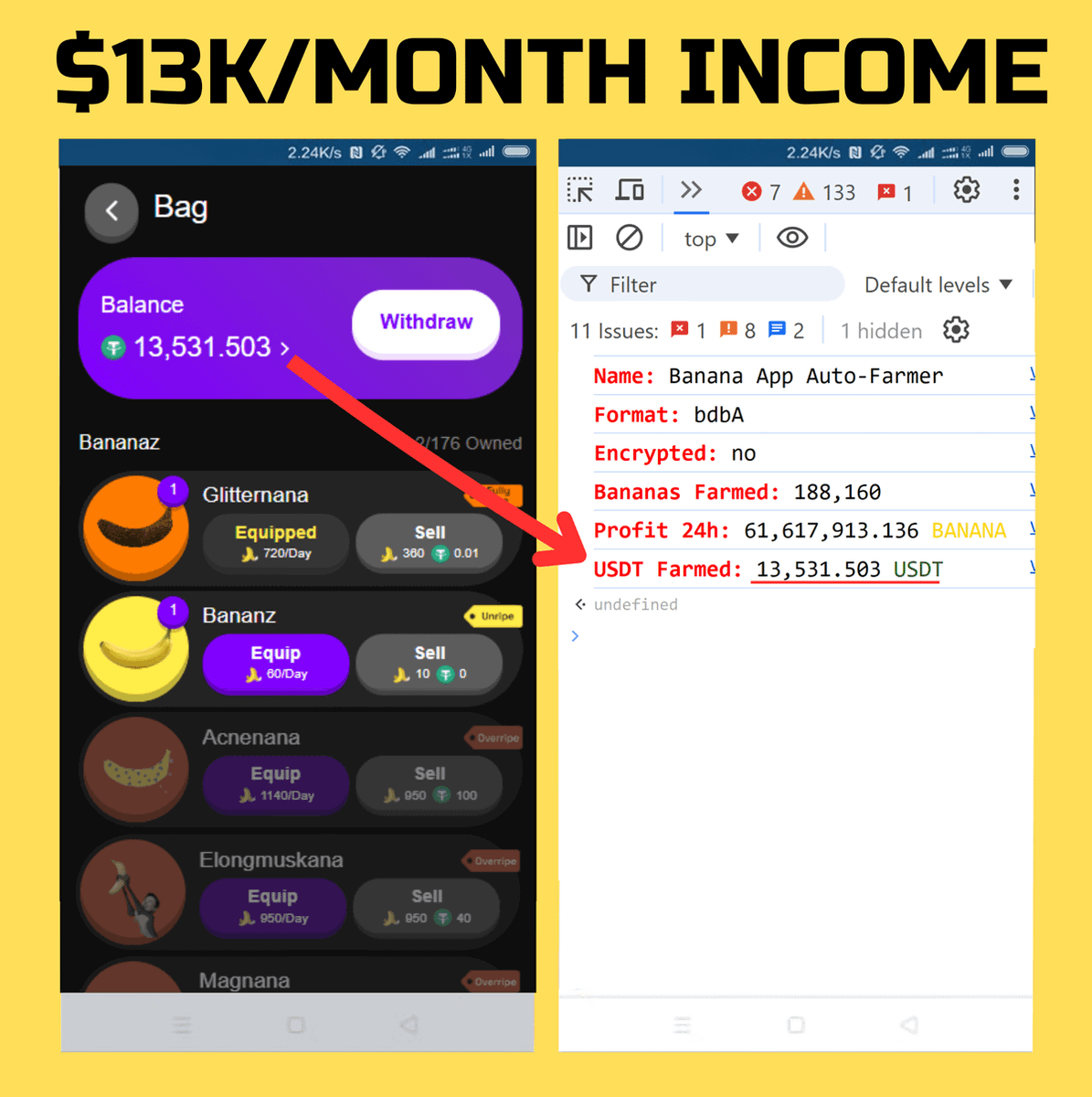 🚨SCRIPT FOR LEGAL MONEY PRINTING

How? Banana App pays its users in $USDT

Also, It's the only App that raised $50M

🧵: Easy Guide on Banana Auto-Script [code inside]👇