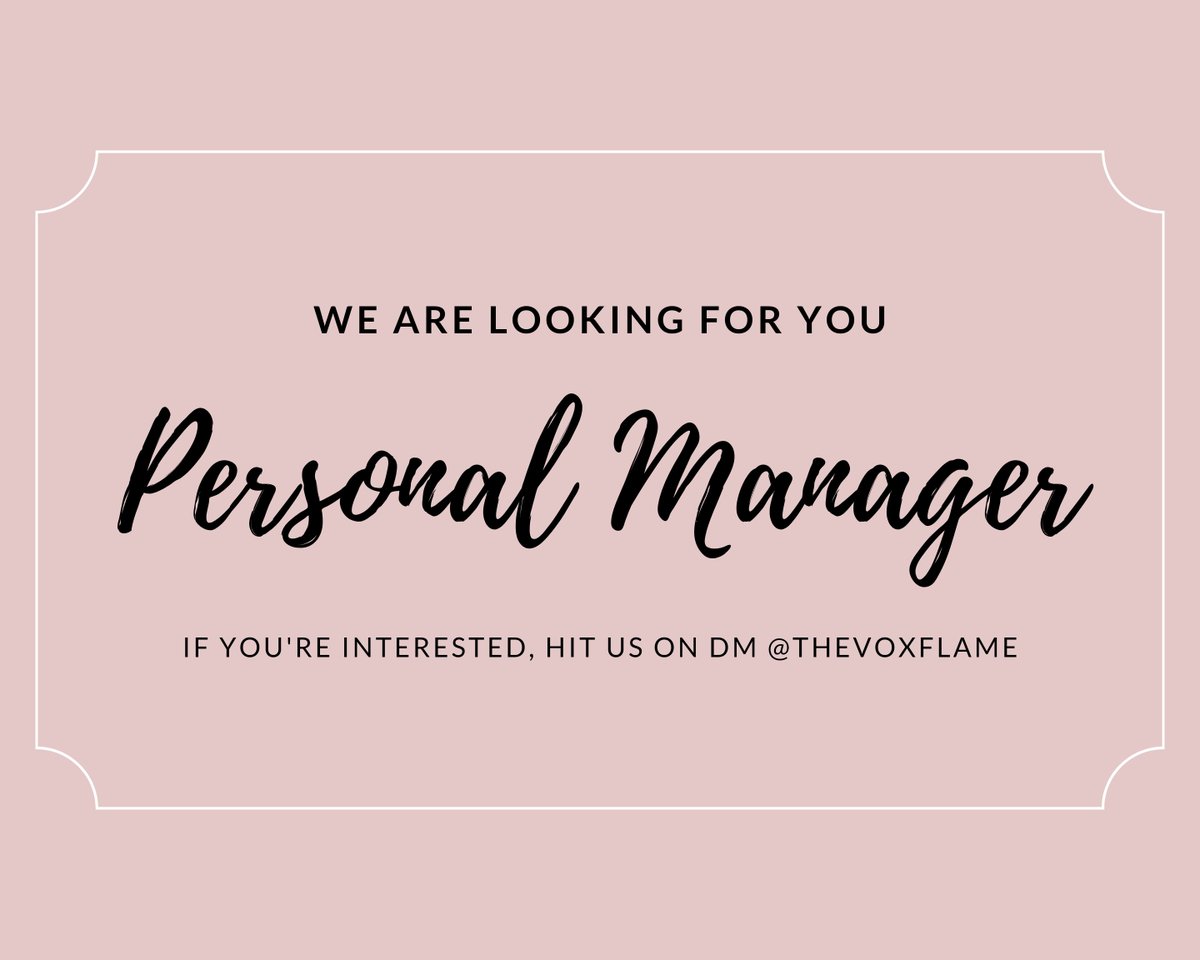 ㅤ
ㅤ
𝙃𝙀𝙇𝙋 𝙍𝙀𝙏𝙒𝙀𝙀𝙏, 𝙋𝙇𝙀𝘼𝙎𝙀?
𝙏𝙃𝘼𝙉𝙆 𝙔𝙊𝙐.

Hola amigos, ¿cómo estás?
If you see this, it must be an invitation for you to be a part of our team as 𝘗𝘦𝘳𝘴𝘰𝘯𝘢𝘭 𝘔𝘢𝘯𝘢𝘨𝘦𝘳.

For the details, please read the ALT.
ㅤ
ㅤ