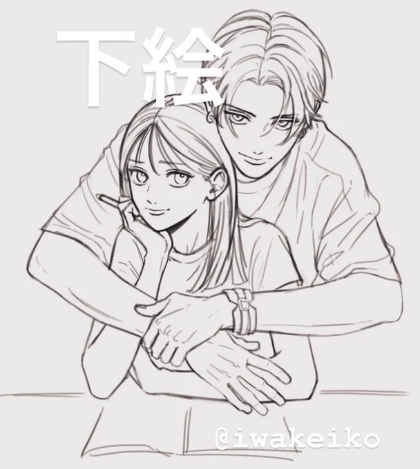 4巻下絵です
(ガクの目の印象がきついのでペン入れでは柔らかくしました) 