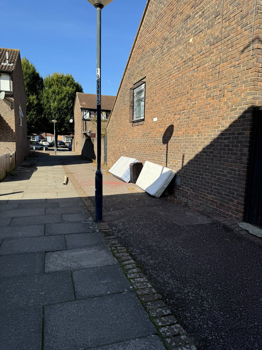petetheExmayor's tweet photo. Thamesmead just a short walk today fly tipping around Goldcrest  / Linnet close theres a lot more I have reported most of this still there. 
It’s getting worse. https://t.co/jbgiec6eEL