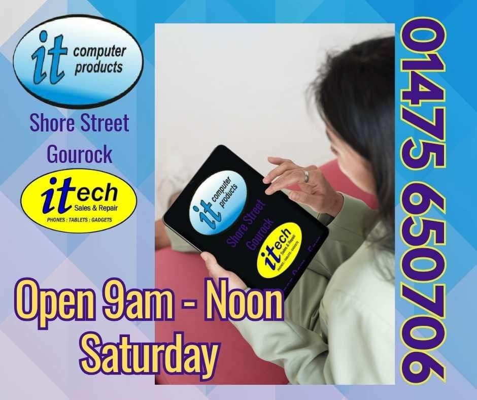 ITComputerPro's tweet photo. Open 9am until noon today.
@ITComputerPro &amp; @itechInverclyde Shore Street Gourock. 

#Gourock #Inverclyde #ChooseLocal #ScotlandLovesLocal https://t.co/tfUvBXoKtJ