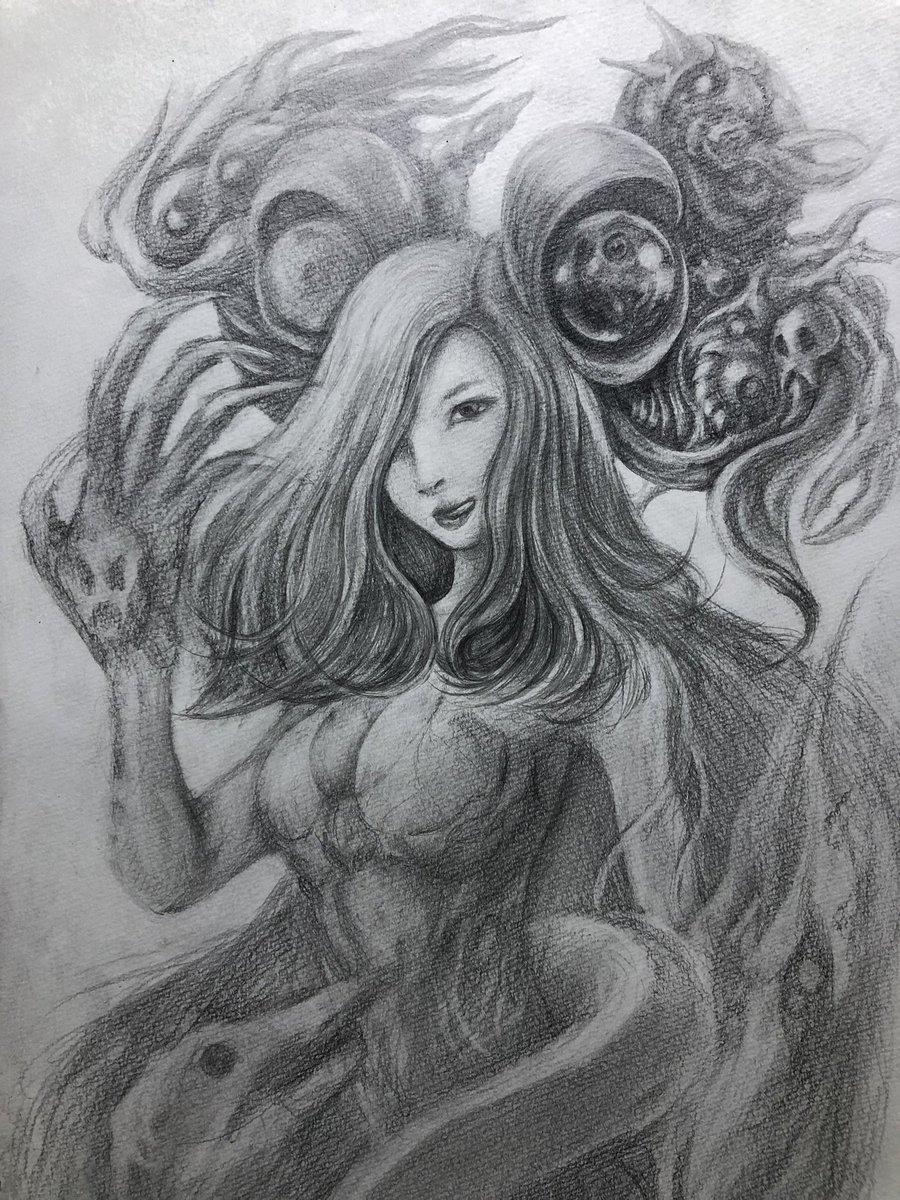 #皆さんラフと塗った後を見せてください
鉛筆画だけど。 