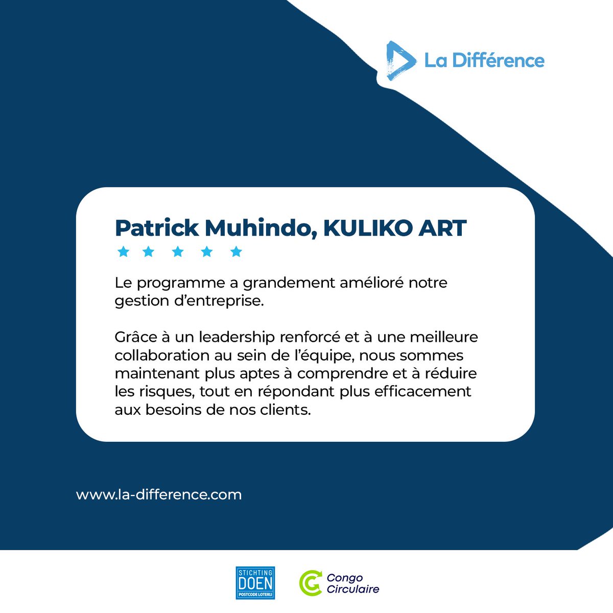 Clôture promotion AP4 Programme d'accélération | Patrick Muhindo, Directeur de <a href="/KulikoArt/">KulikoArt</a> , salue l’impact du programme sur sa société, spécialisée dans la transformation des déchets textiles et des branches de bananiers en vêtements et accessoires stylés.